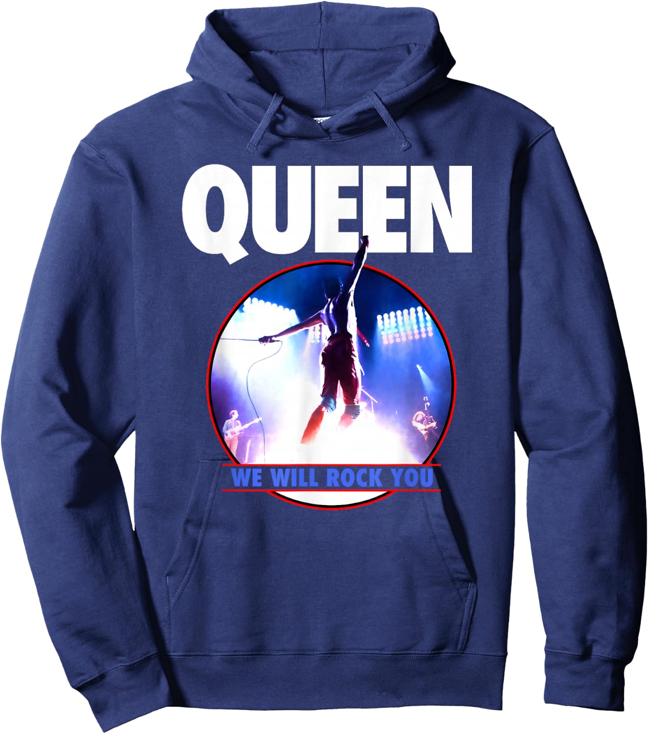 Official Queen Live Rock You Hoodie - Hoodie | Navy