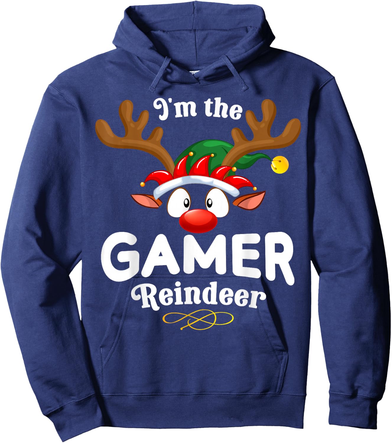 Christmas PJS Gamer XMas Reindeer Matching Hoodie - Hoodie | Navy