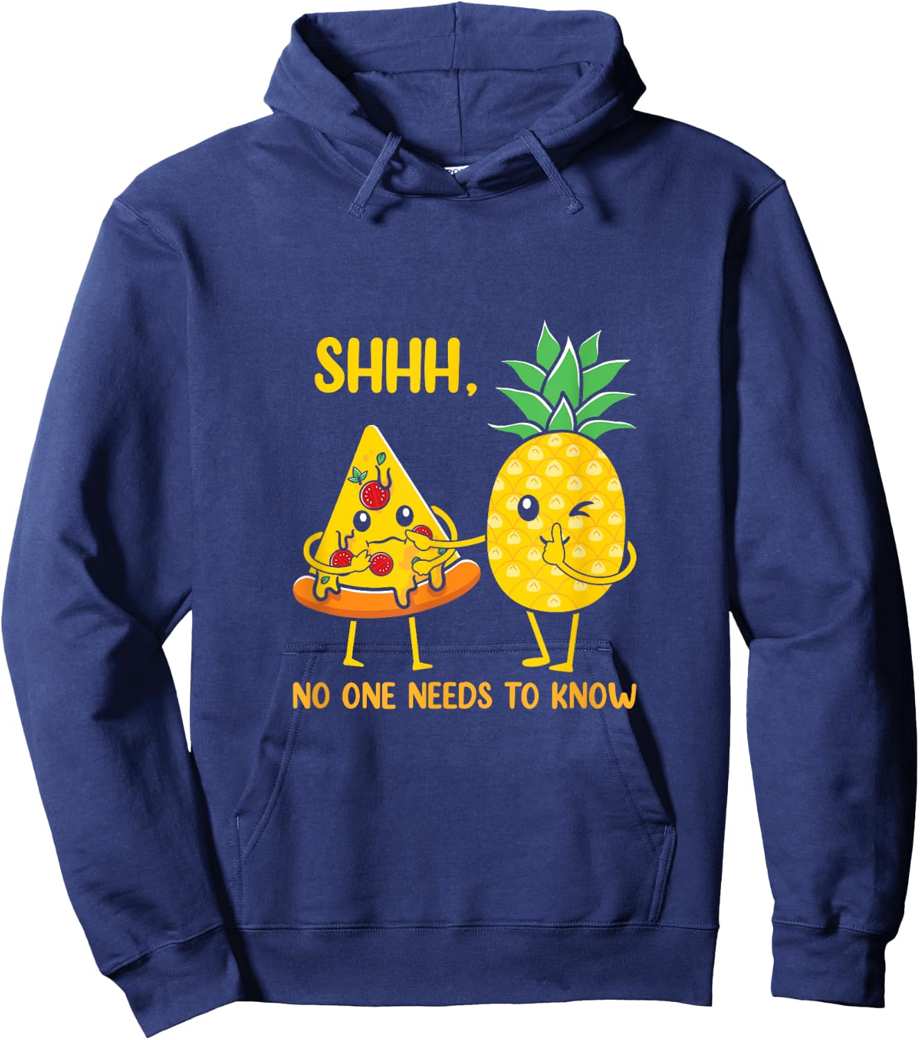 Funny Pineapple Pizza Illustration Hoodie - Hoodie | Navy