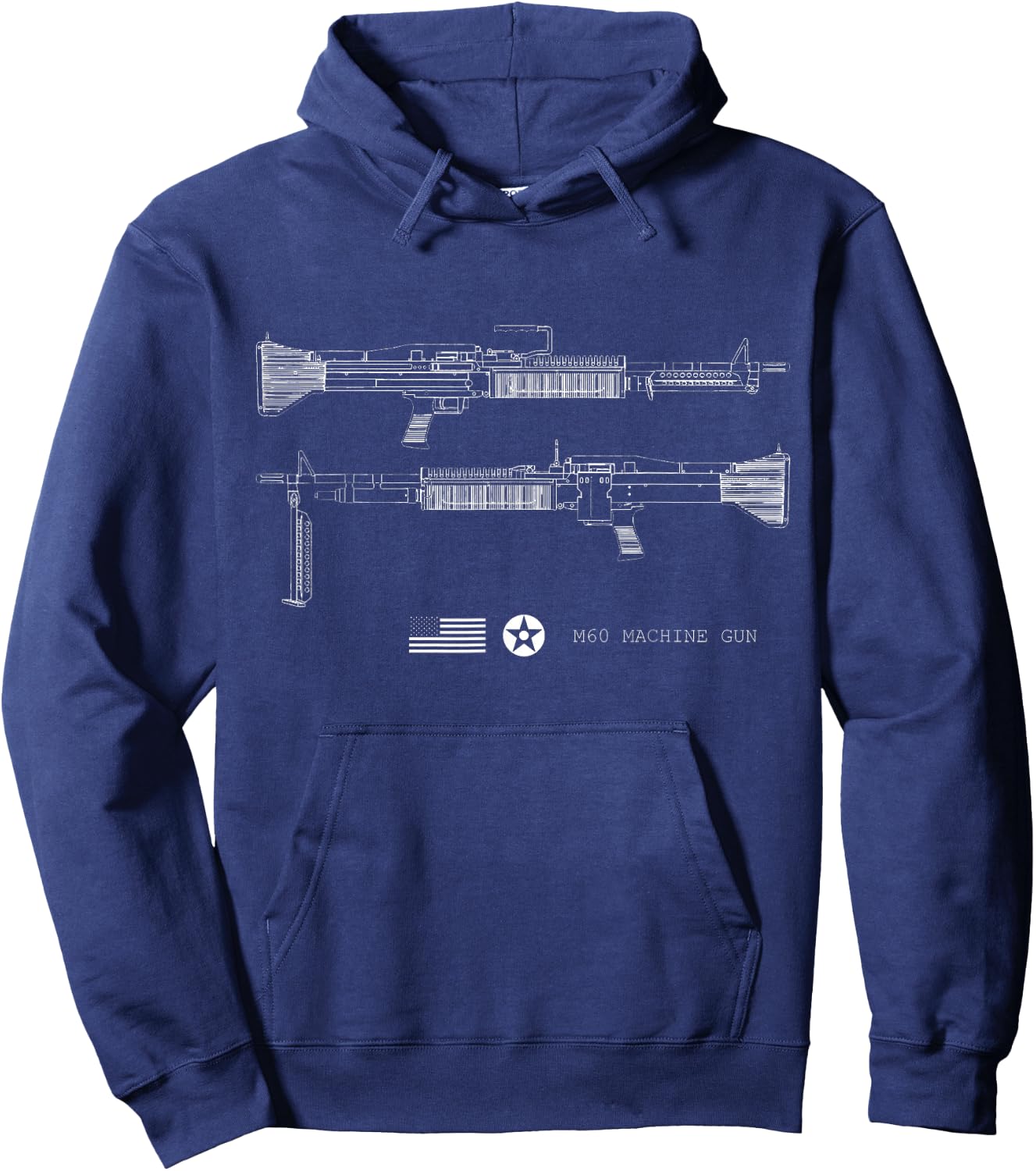 M60 Military Machine Gun Hoodie - Hoodie | Navy