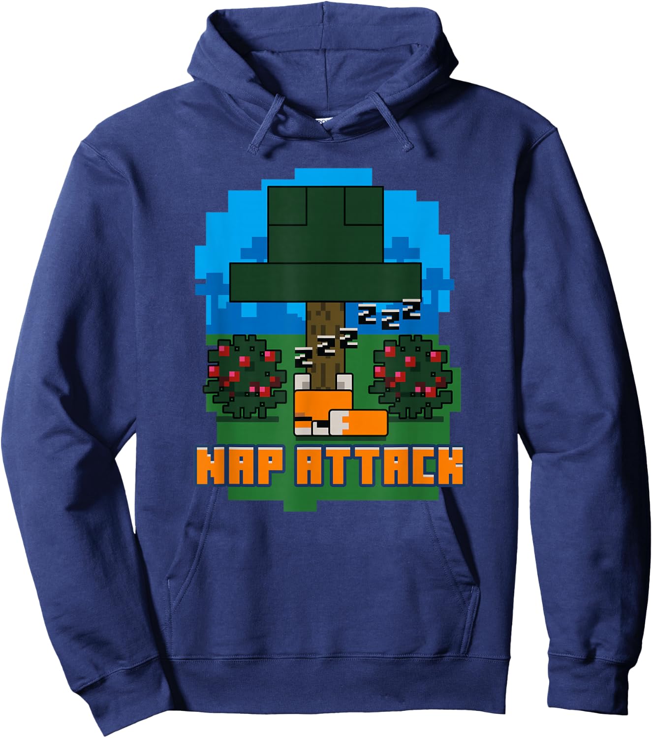 Minecraft Fox Sleeping Nap Attack Poster Hoodie - Hoodie | Navy