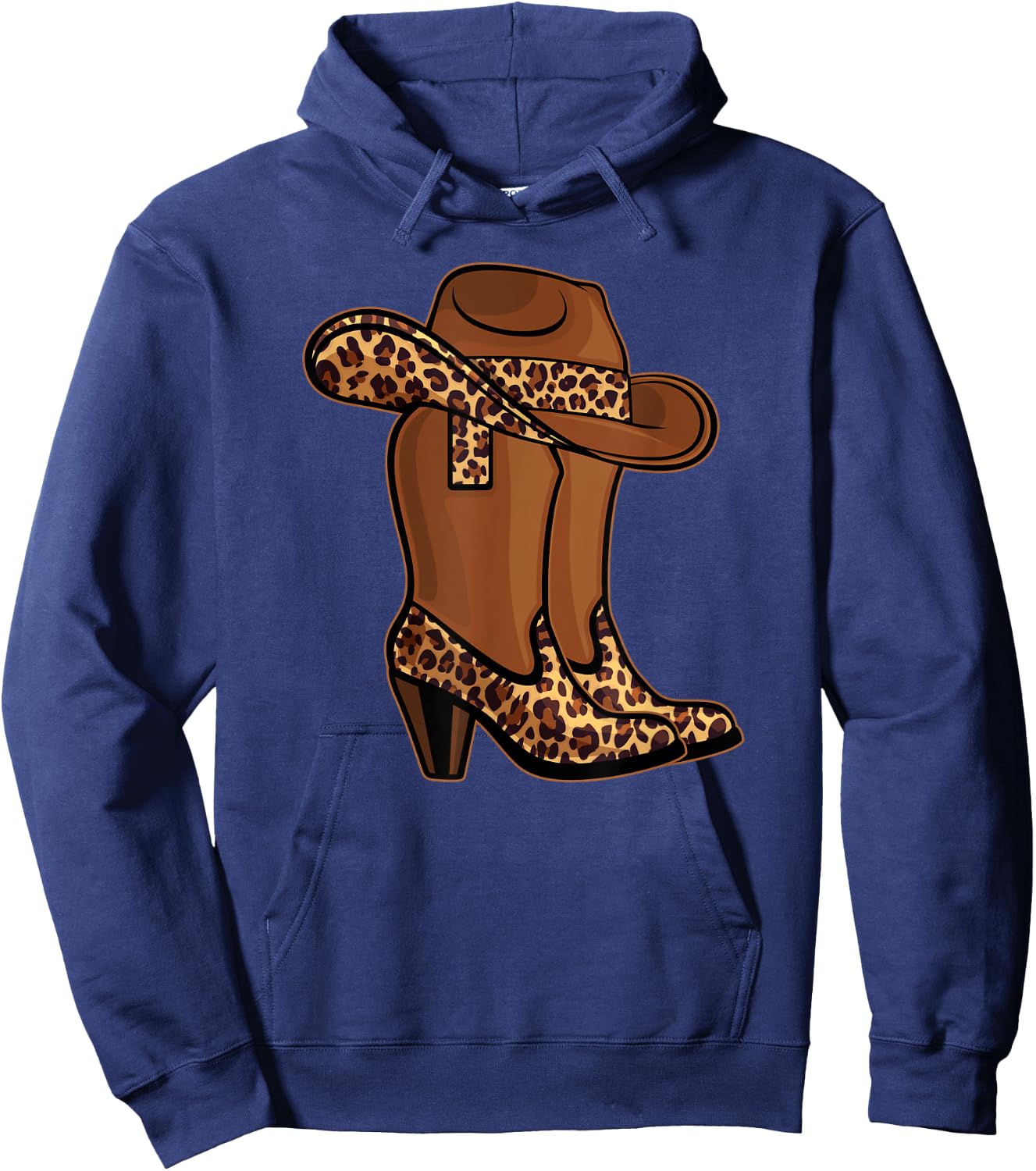 Cowgirl Boots and Hat leopard print Hoodie - Hoodie | Navy