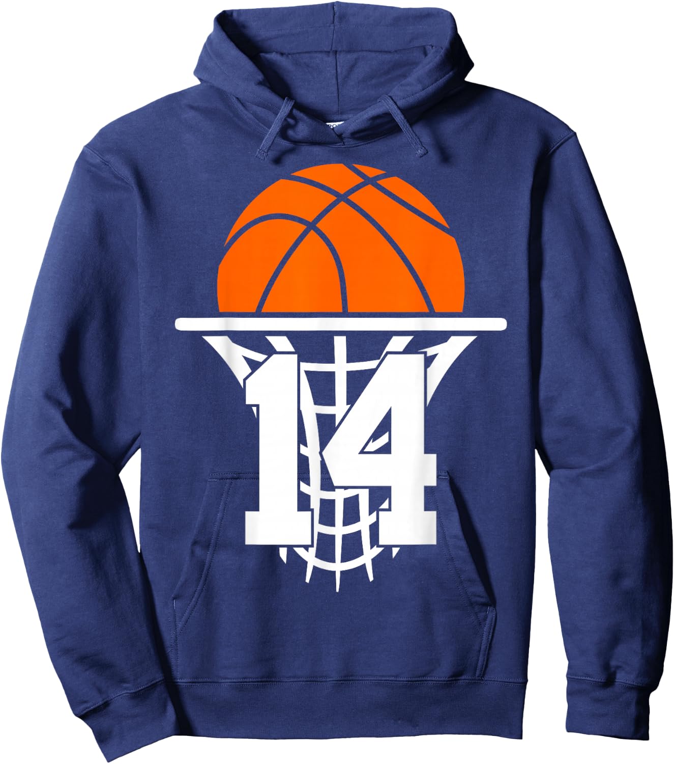14 Years Basketball 14th Birthday Hoodie - Hoodie | Navy