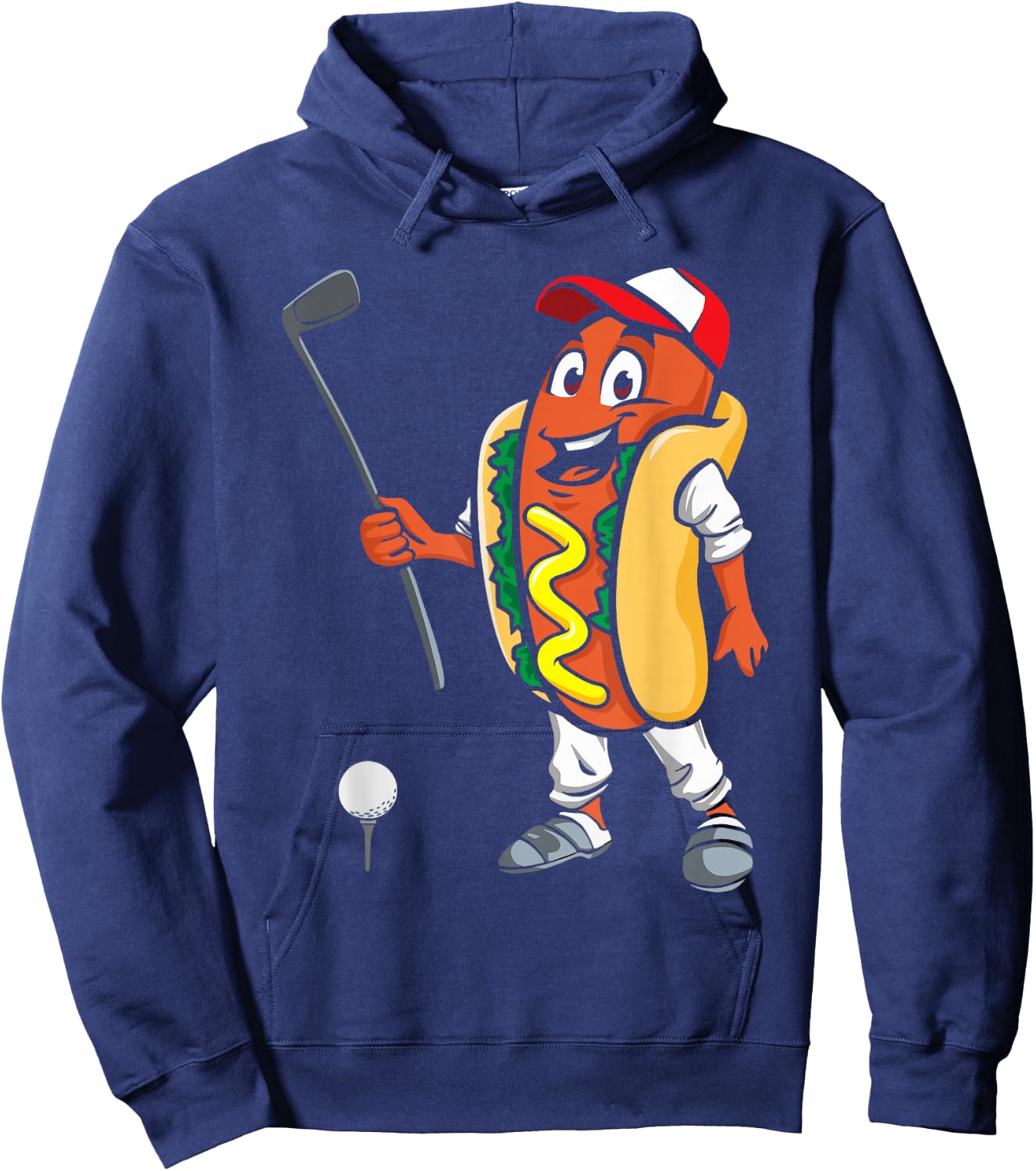 Funny Hot Dog Playing Golf Women Girls Kids Hoodie - Hoodie | Navy