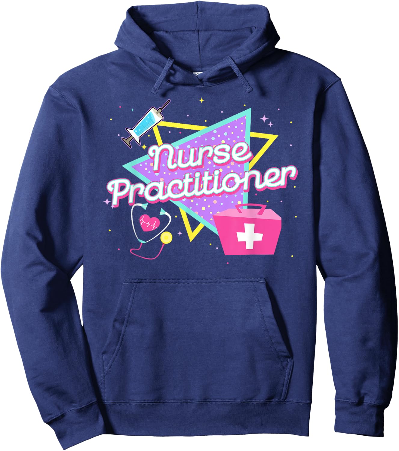 90s Retro Style Nurse Practitioner Shirts Nurse Hoodie - Hoodie | Navy
