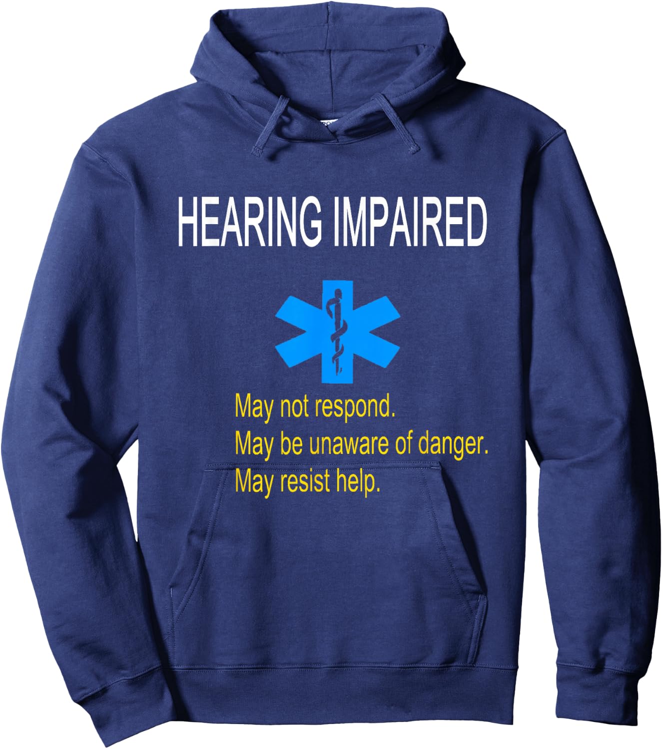 Deaf Hearing Impaired Medical Alert Hoodie - Hoodie | Navy