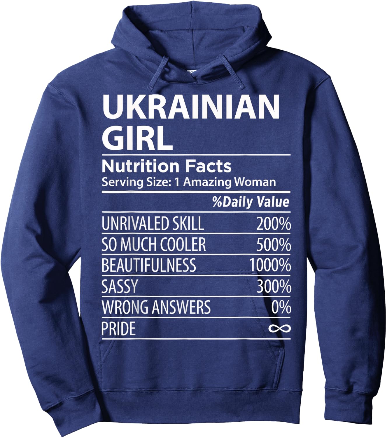 Ukrainian Girl Nutrition Facts Funny Ukraine Hoodie - Hoodie | Navy