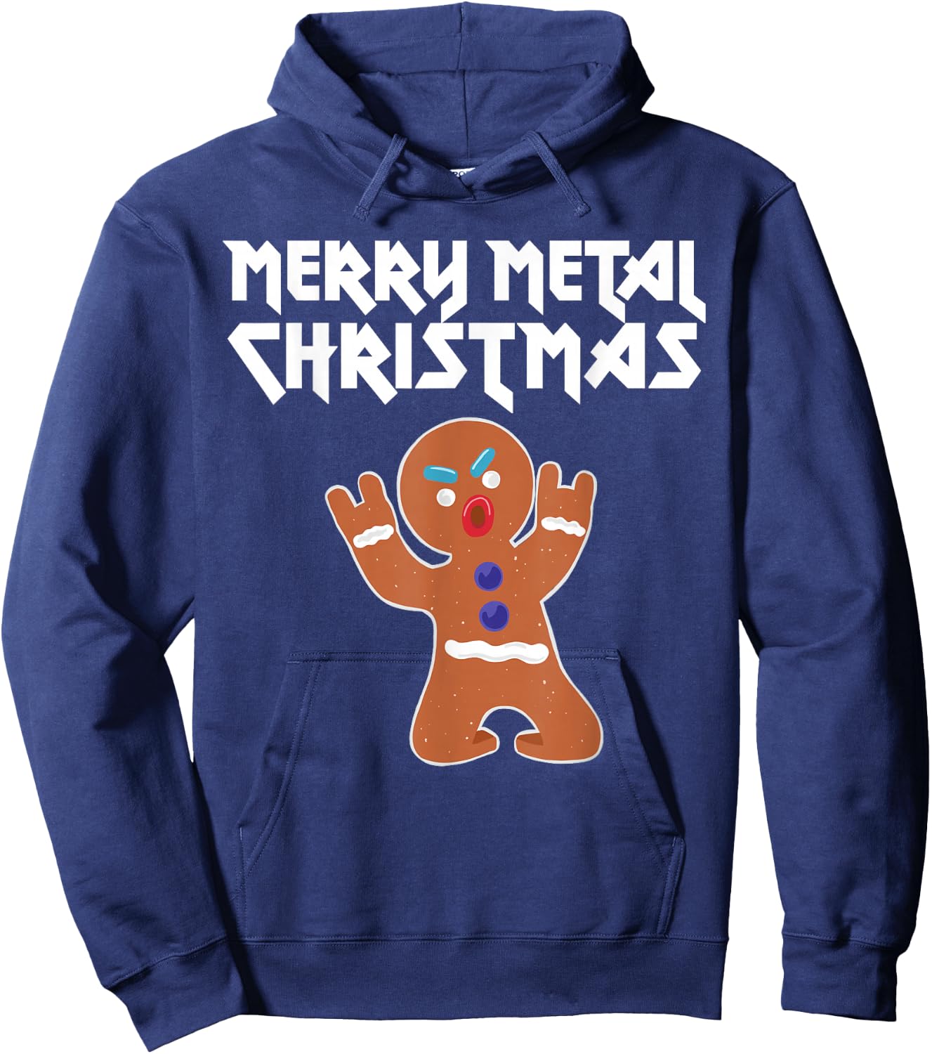 Metal Christmas funny Metal Gingerbread Man Hoodie - Hoodie | Navy