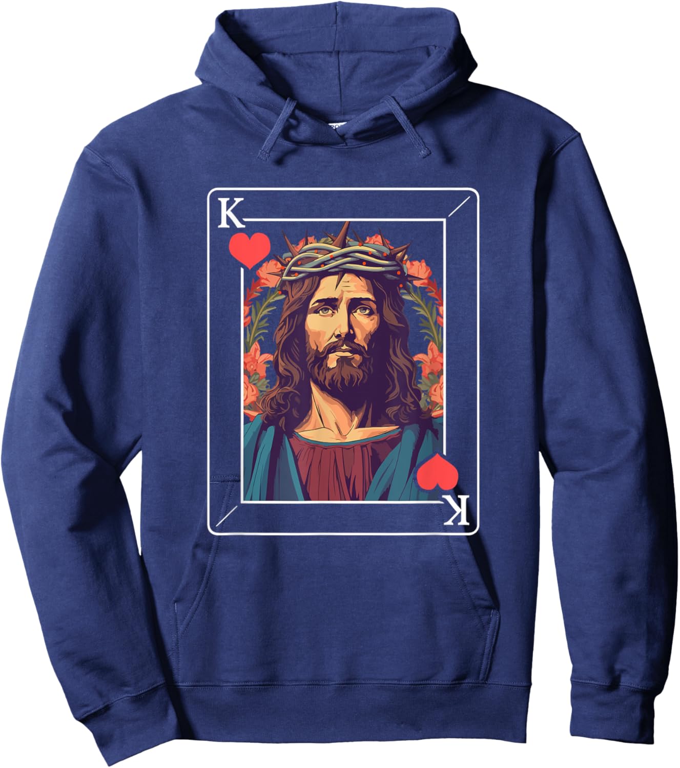 Jesus King of Hearts Hoodie - Hoodie | Navy