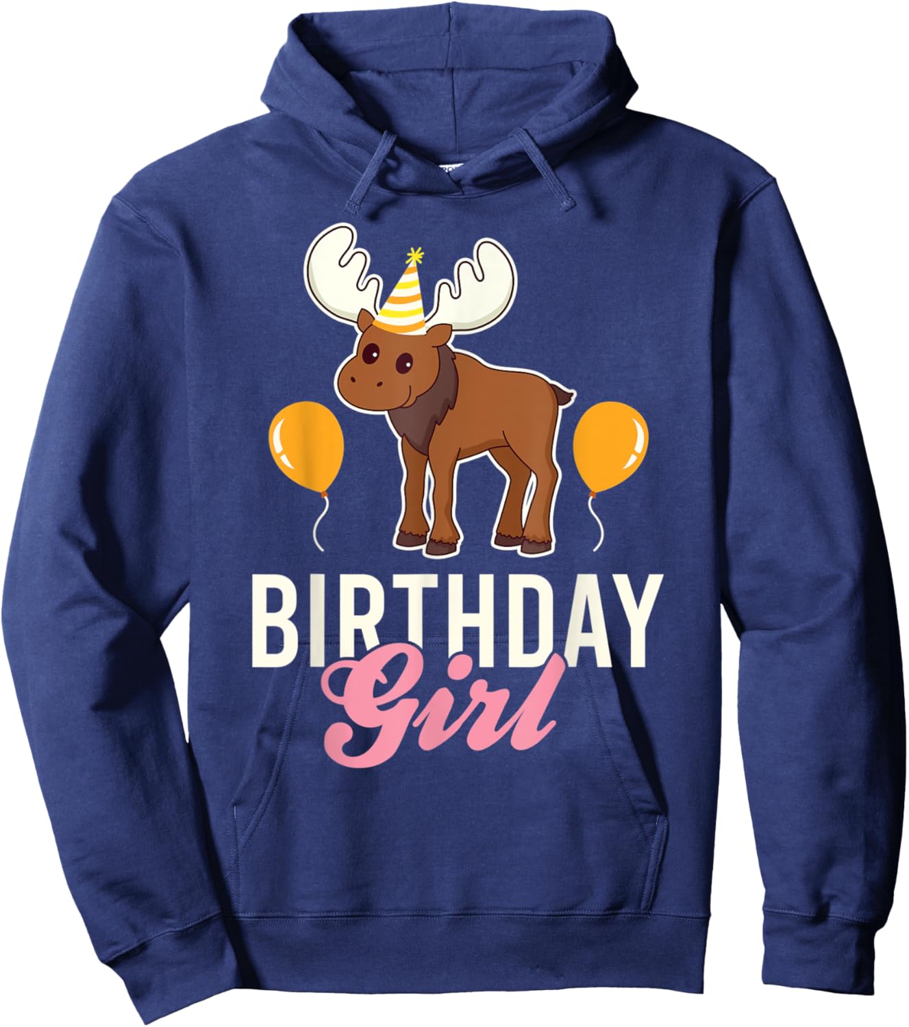Cute Moose Birthday Girl Kawaii Hoodie - Hoodie | Navy