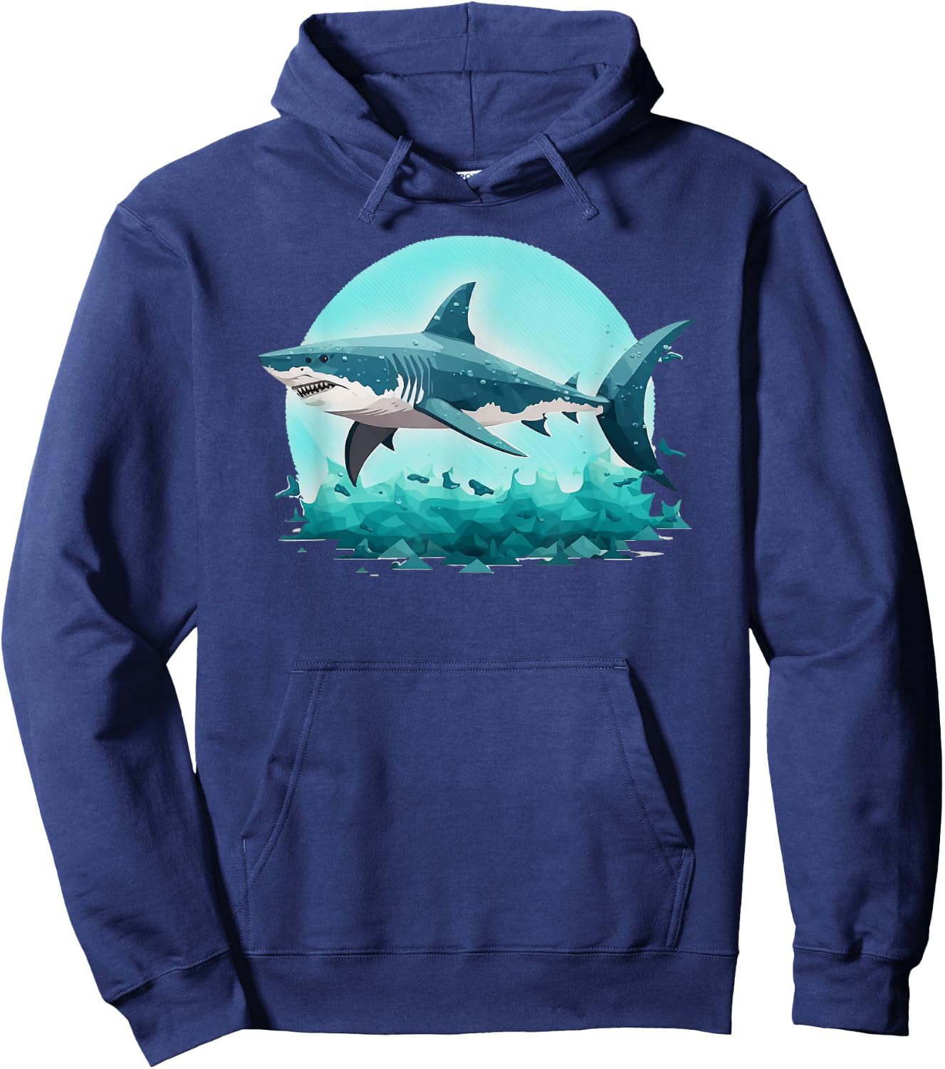 White Great Shark Open Ocean Hoodie - Hoodie | Navy