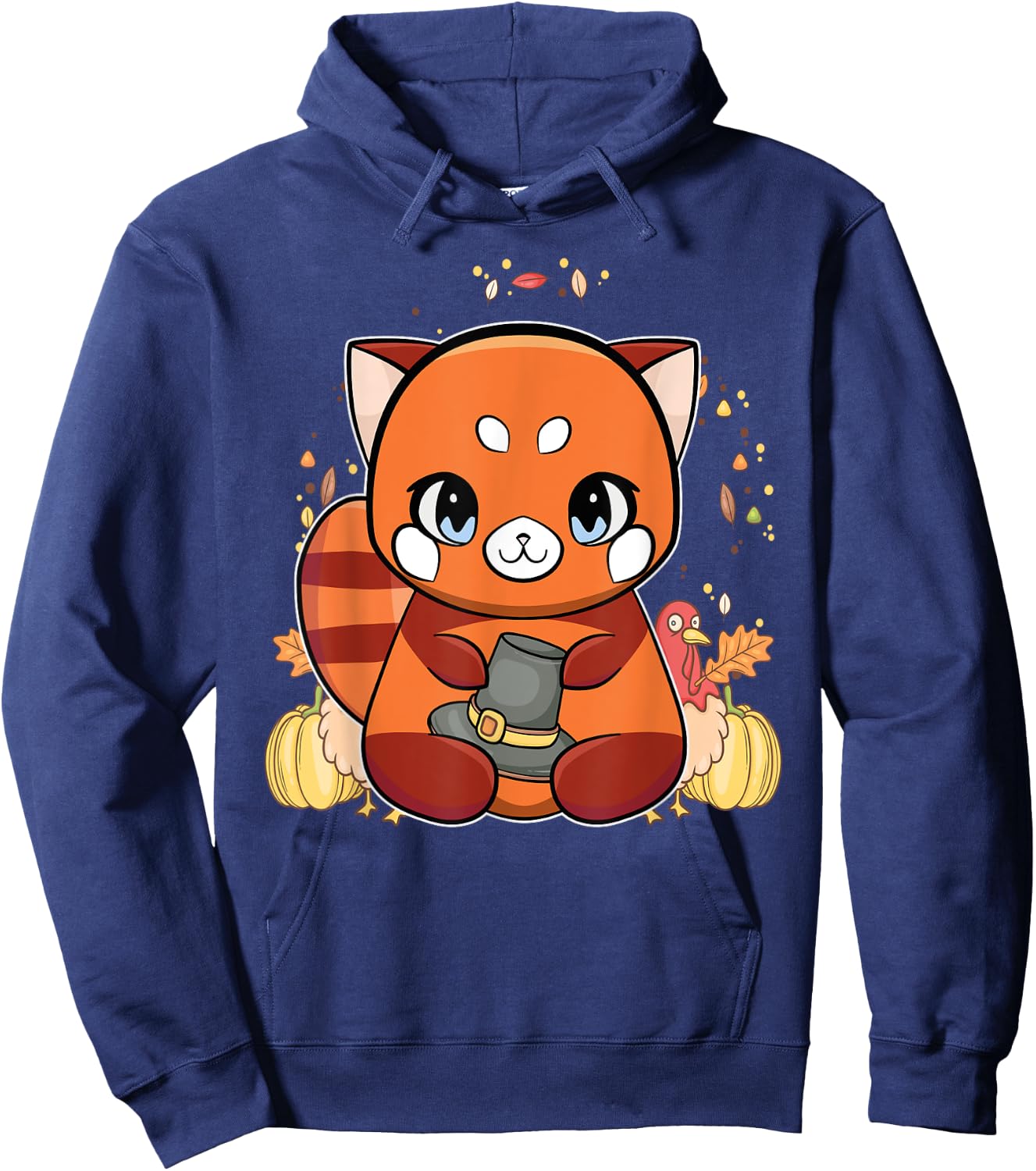 Red Panda With Hat Thanksgiving Hoodie - Hoodie | Navy