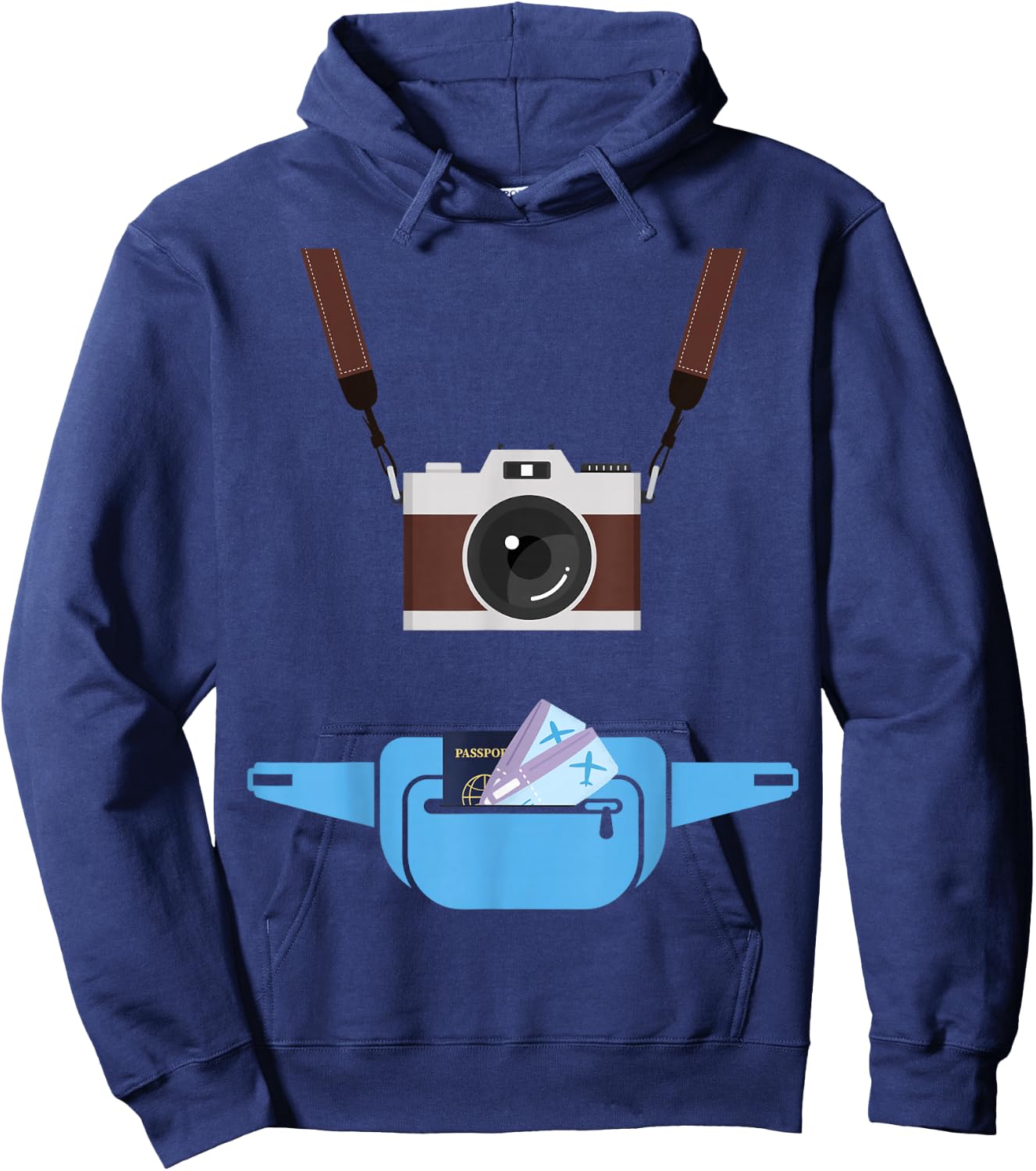 Tourist Spirit Day Camera Passport Fanny-Pack Hoodie - Hoodie | Navy