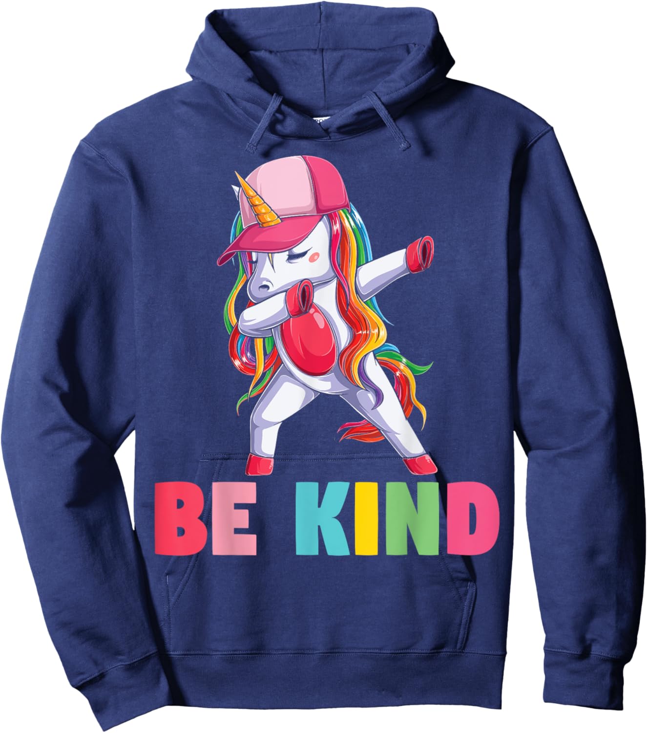 Girls Unicorn Kindness Be Kind Kids Hoodie - Hoodie | Navy