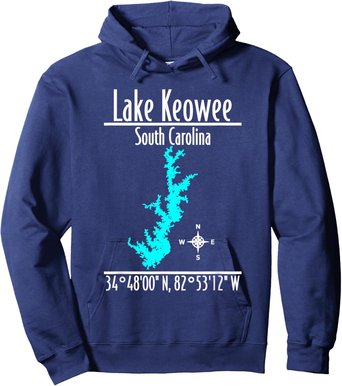 Modern Lake Keowee - South Carolina Hoodie - Hoodie | Navy