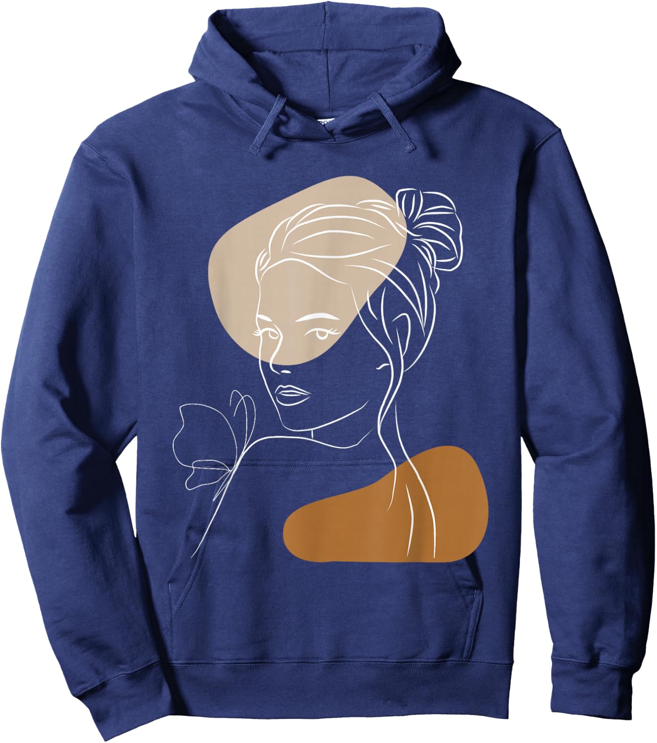Line Art Abstract Minimalist Women Silhouette Hoodie - Hoodie | Navy