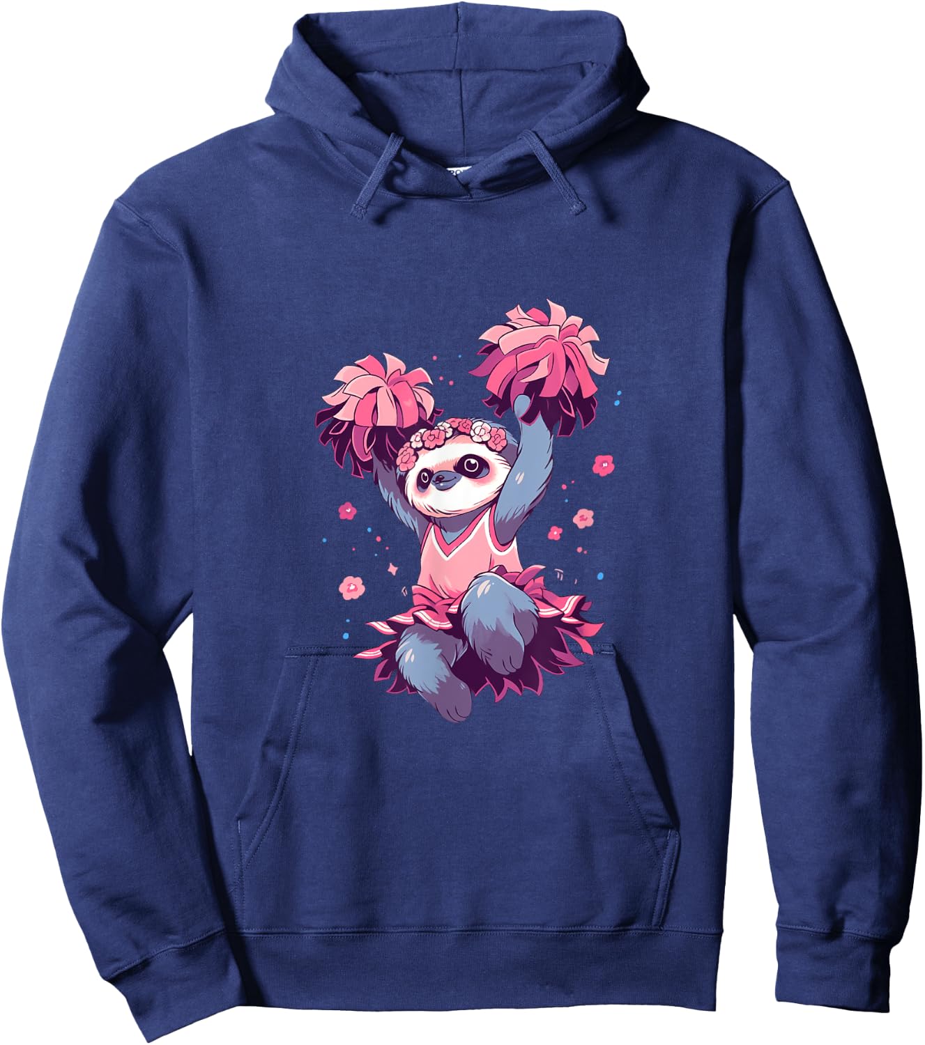 Sloth Cheerleader Cheerleading Cheer Cheering Hoodie - Hoodie | Navy