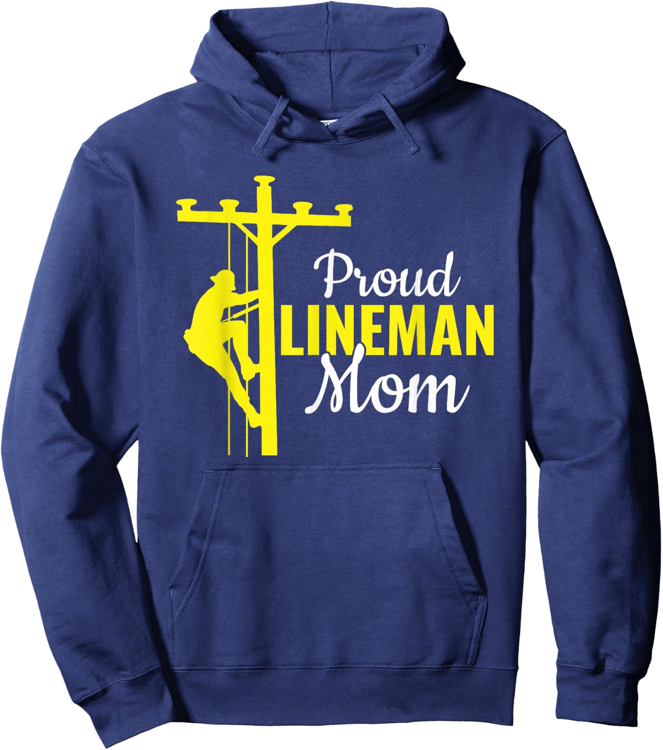 Proud Lineman Mom - Electrical Cable Lineman Hoodie - Hoodie | Navy