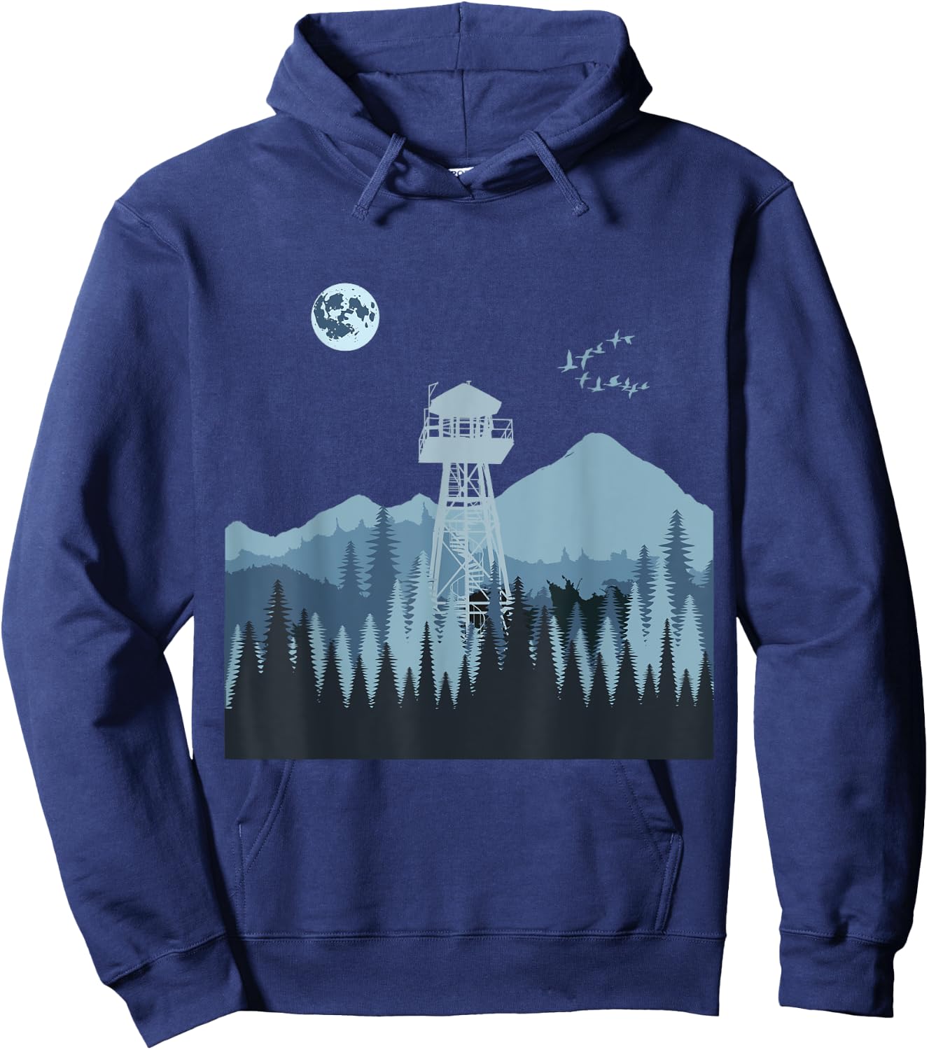 Mountain Forest Fire Lookout Tower Hoodie - Hoodie | Navy