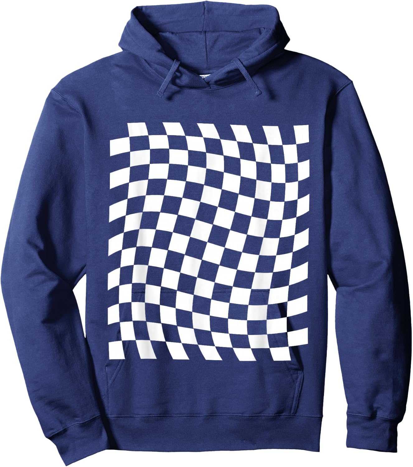 Black White Checkerboard Hoodie - Hoodie | Navy