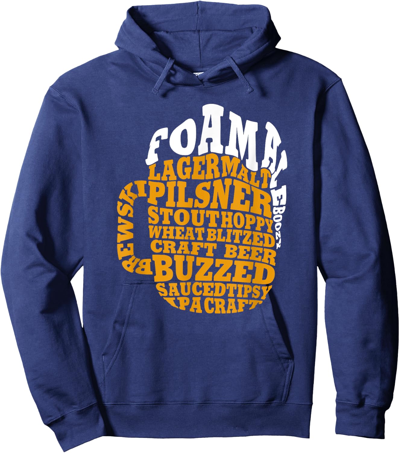 Beer Drinker Typography Word Art Hoodie - Hoodie | Navy