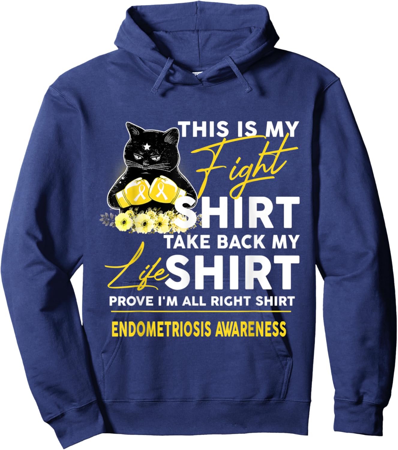 We Wear Endometriosis Awareness Funny Cat Hoodie - Hoodie | Navy