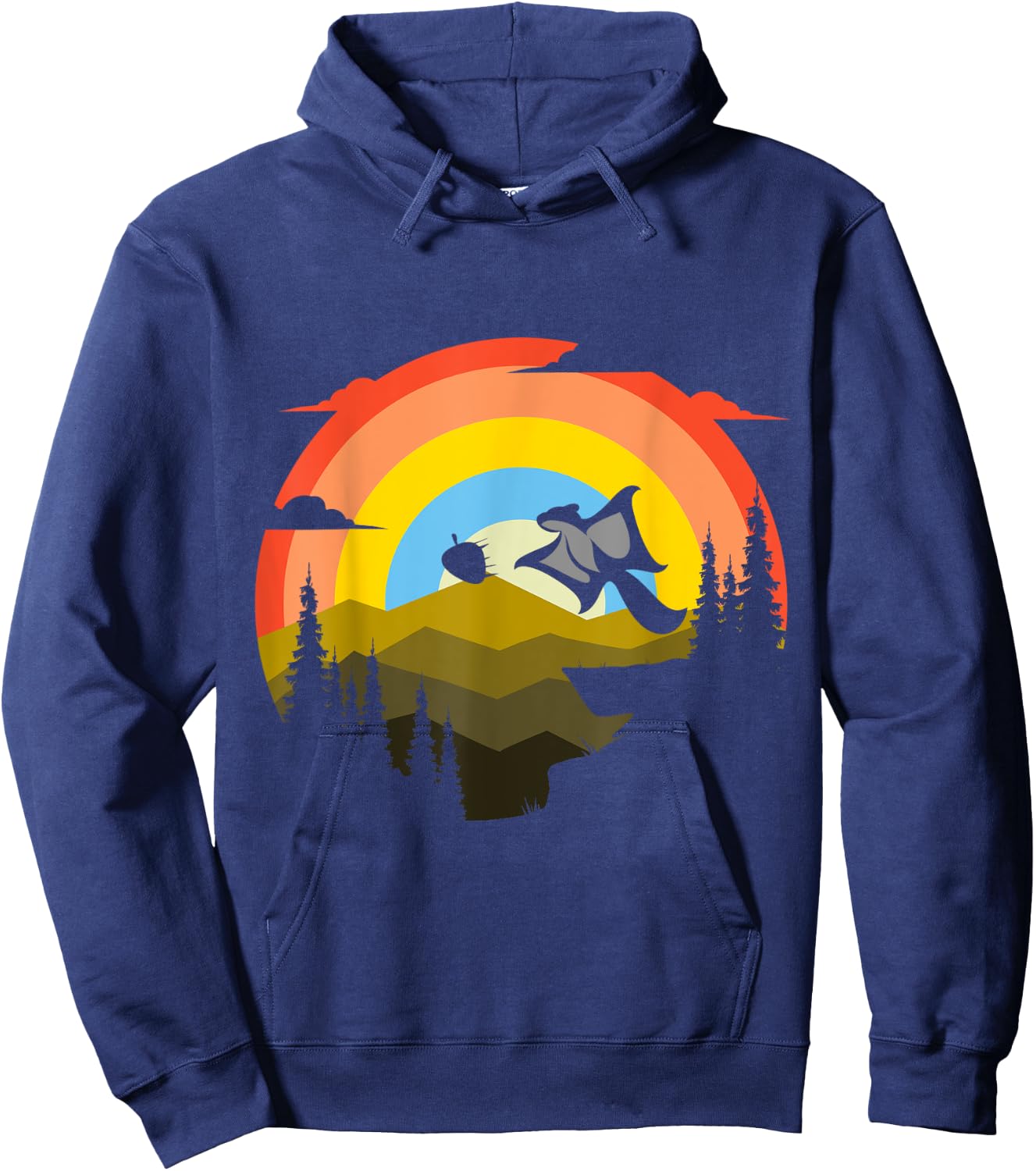 Squirrel Flying Retro Forest Animal Nut Hoodie - Hoodie | Navy