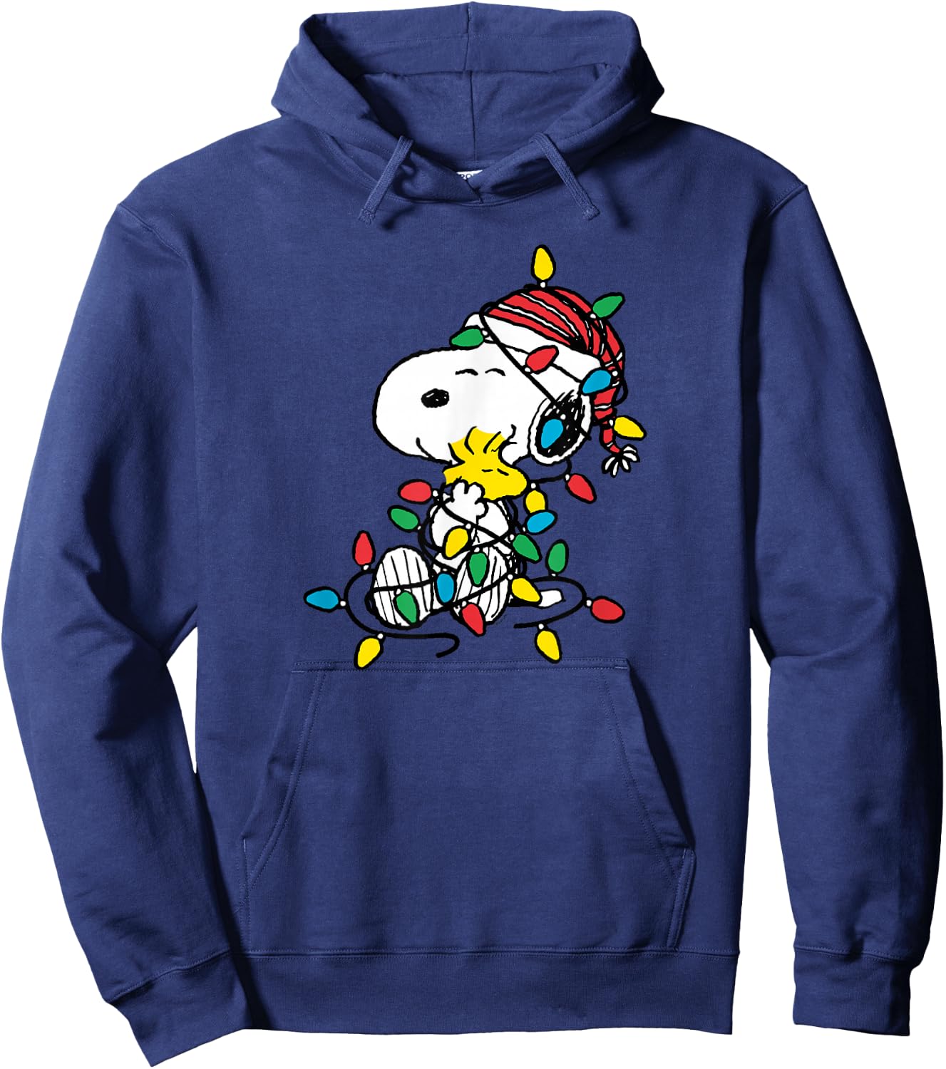 Peanuts - Snoopy Woodstock Christmas Lights Hoodie - Hoodie | Navy