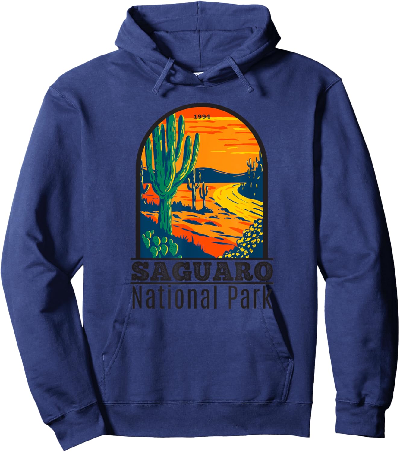 Saguaro National Park Vintage Cactus Hoodie - Hoodie | Navy