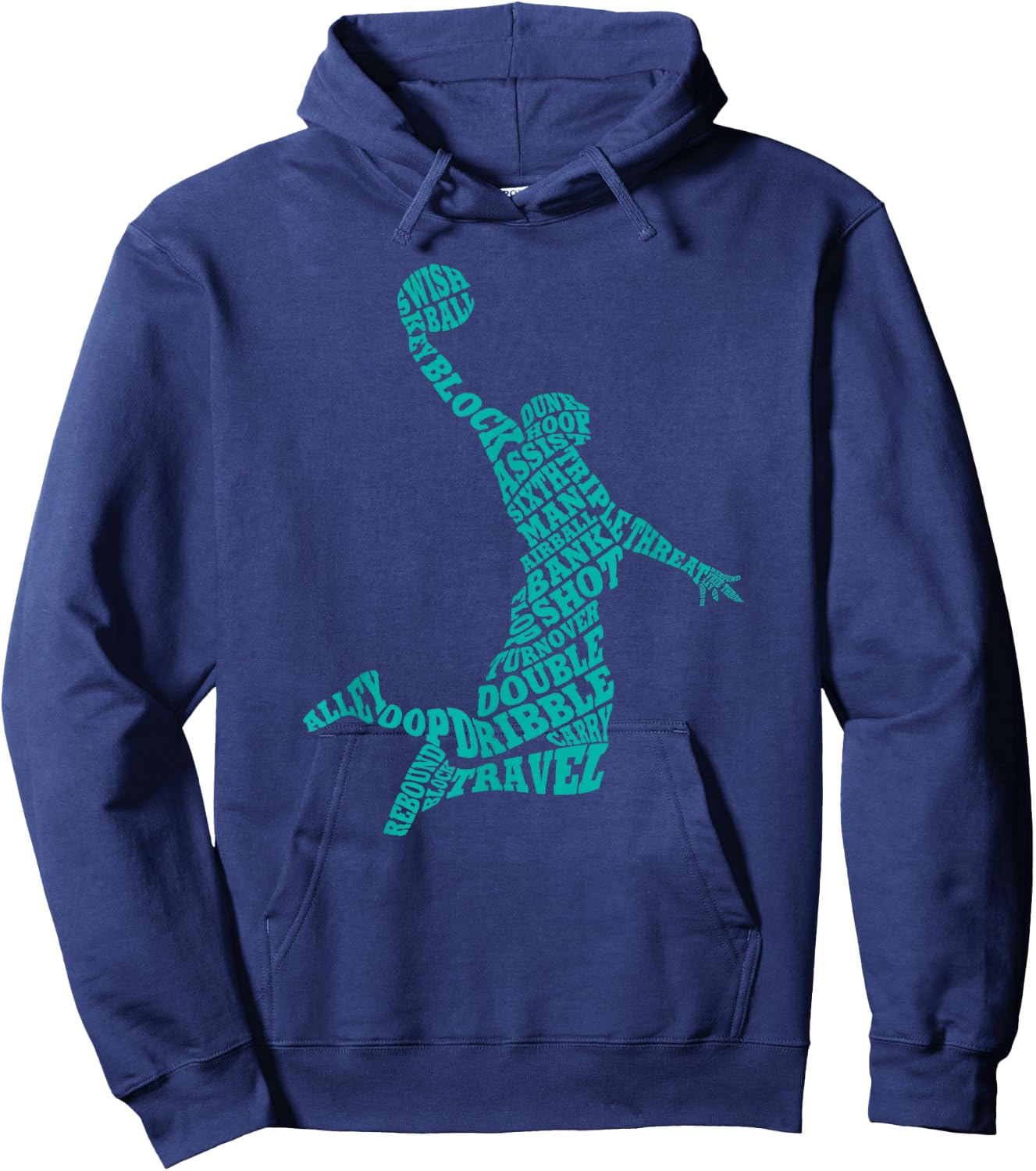 Basketball Player Typography Word Art Hoodie - Hoodie | Navy