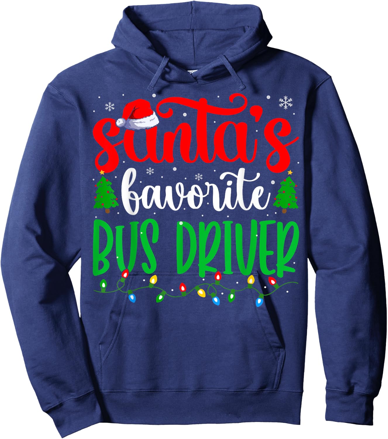 Bus Driver Santa Funny Bus Driver Christmas Hoodie - Hoodie | Navy