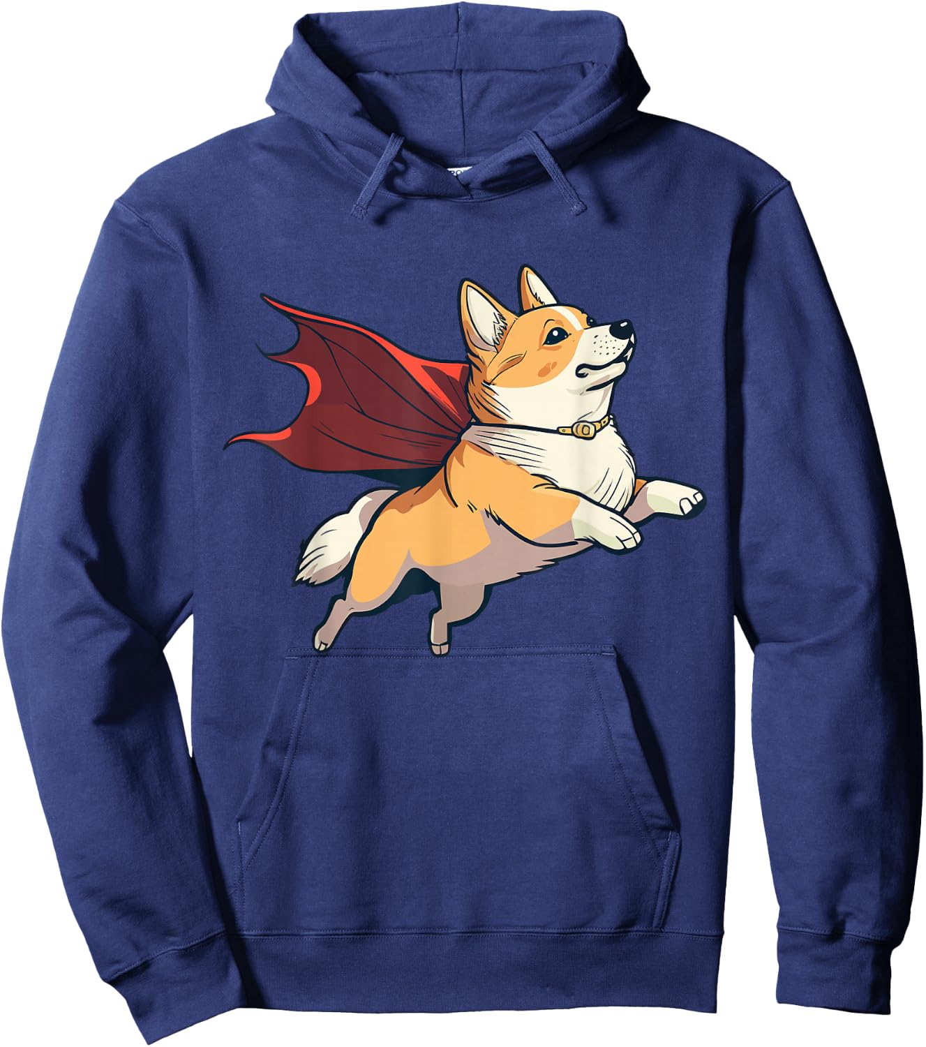 Super Hero Corgi with a Cape Super Dog Hoodie - Hoodie | Navy