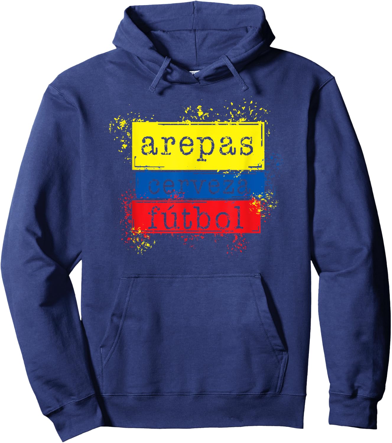 Arepas Cerveza Futbol Colombia Flag Soccer Hoodie - Hoodie | Navy