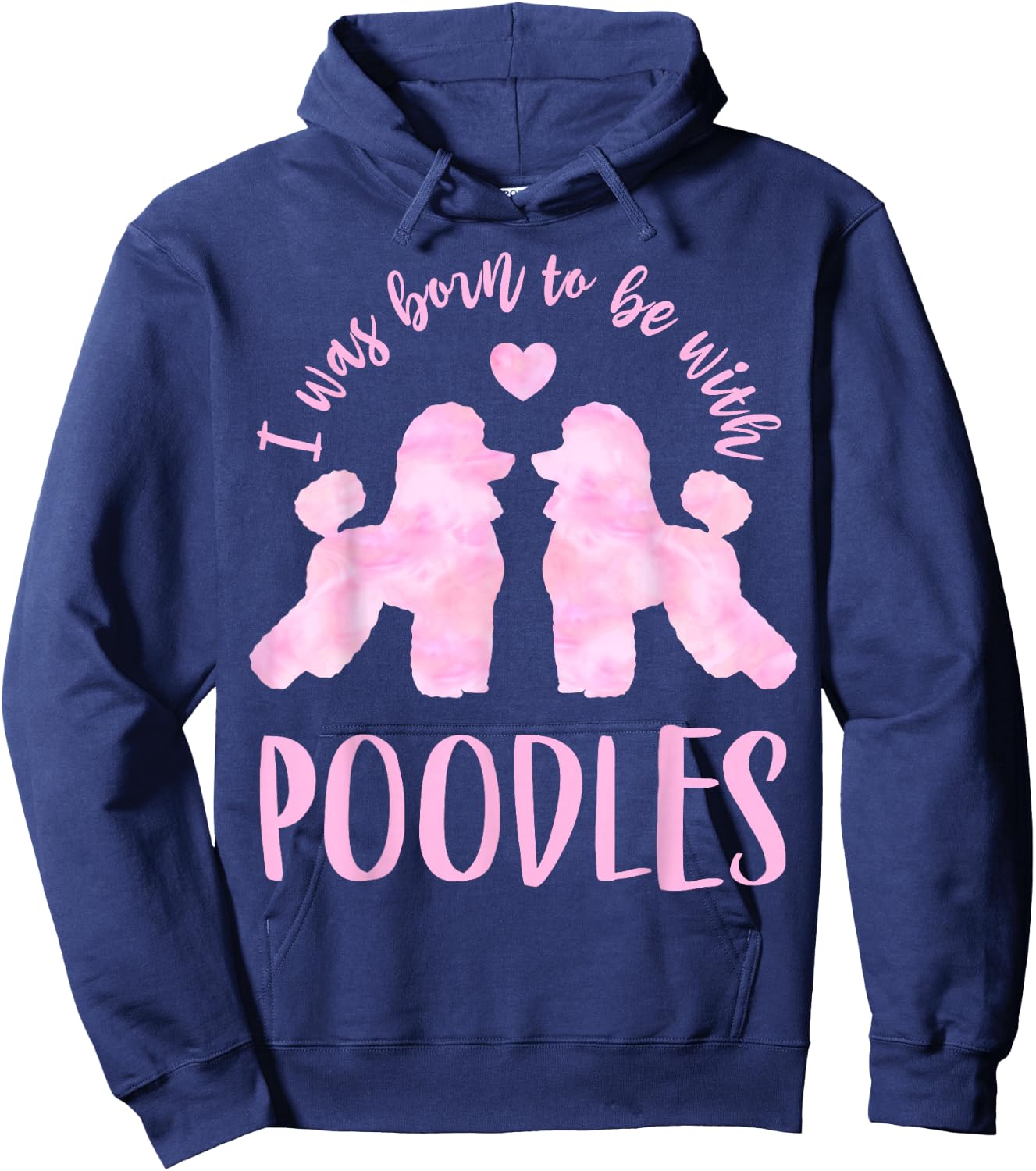 Poodle Lover's 2 Pink Poodles Hoodie - Hoodie | Navy