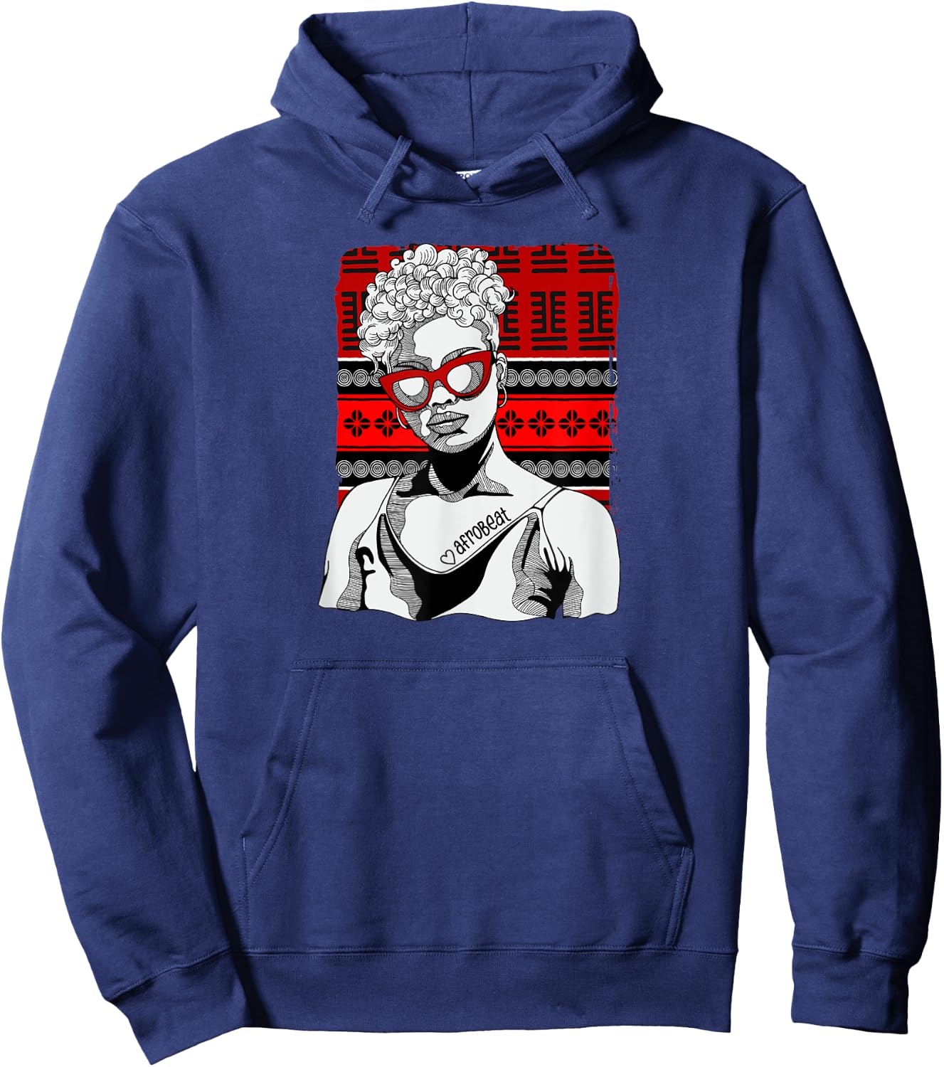 Woman with Afrobeat Tattoo Hoodie - Hoodie | Navy