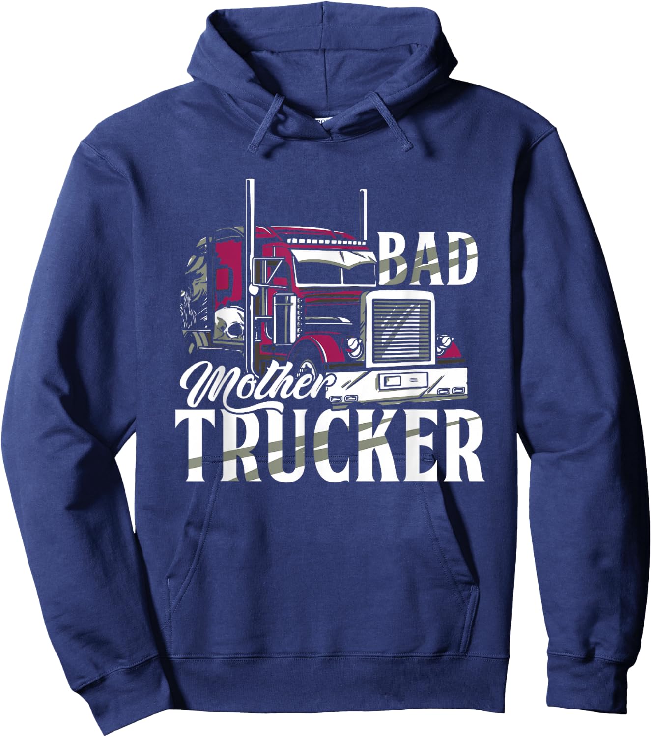 Truck Trucker Highway 18 Wheeler Delivery Hoodie - Hoodie | Navy