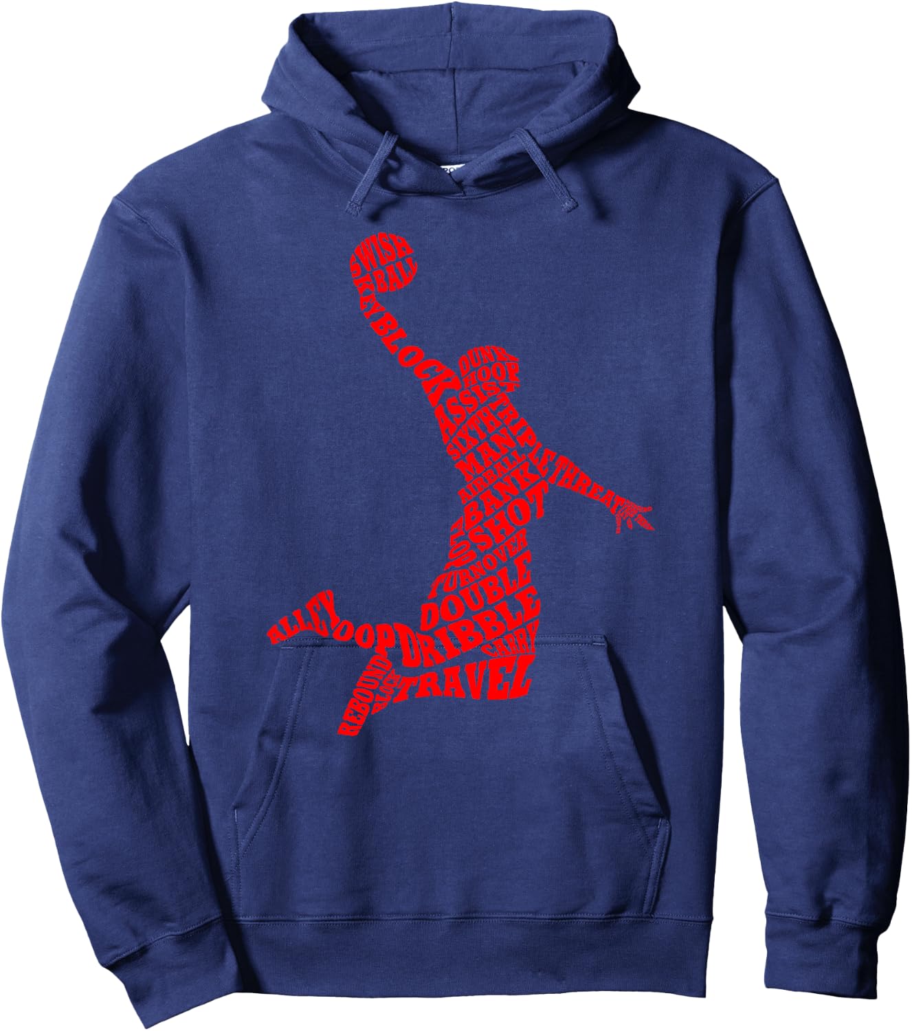 Basketball Player Typography Word Art Hoodie - Hoodie | Navy