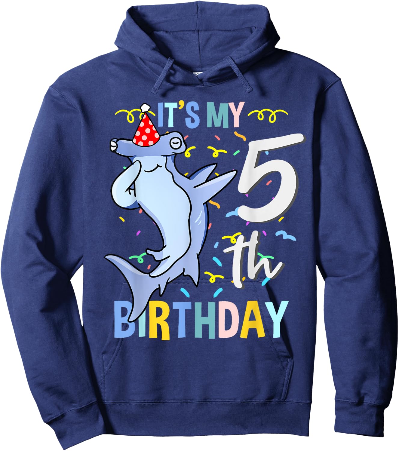 Its My 5th Birthday Dabbing Hammerhead Shark Hoodie - Hoodie | Navy