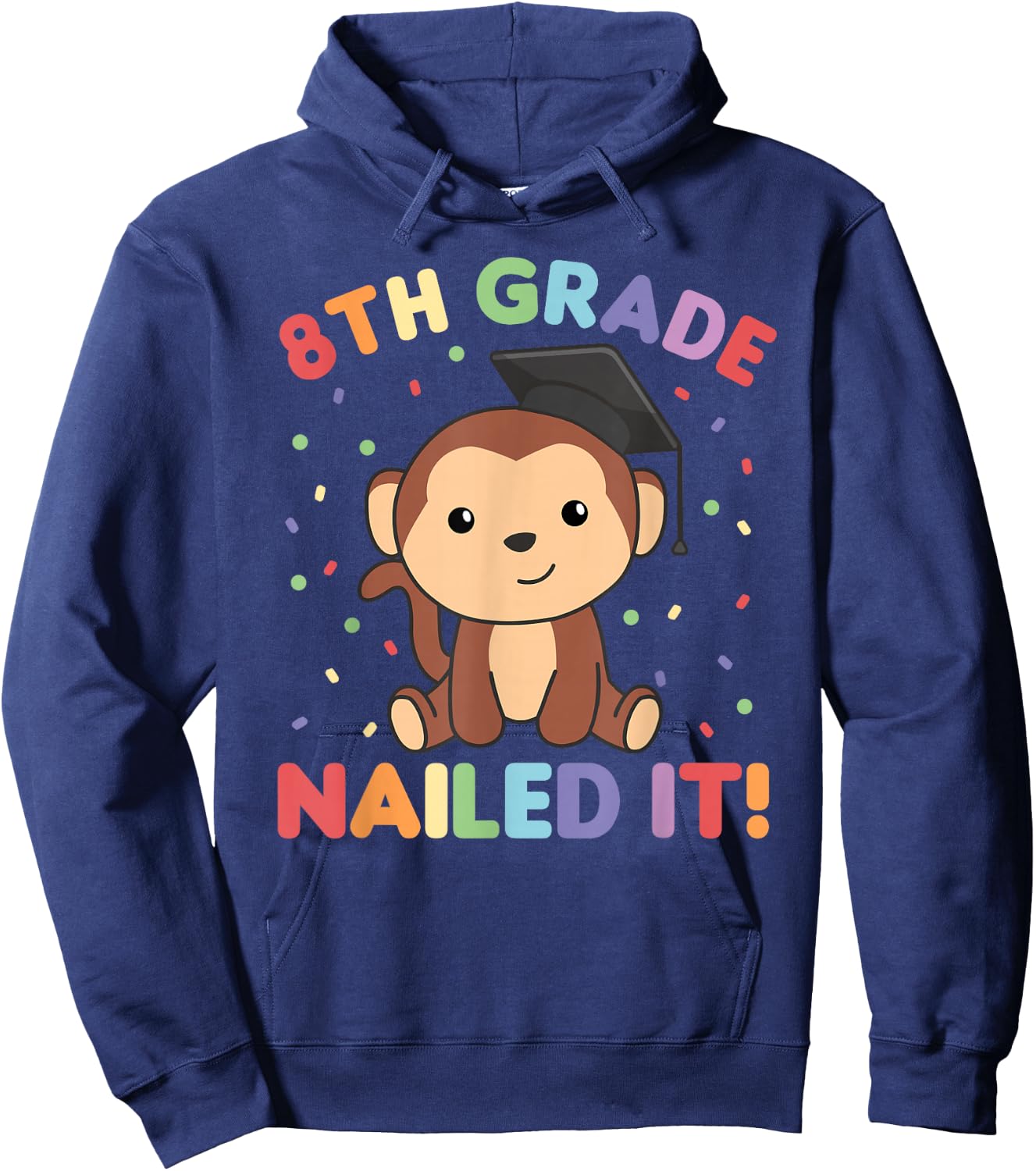Kids 8th Grade Nailed It Monkey Graduation Hoodie - Hoodie | Navy
