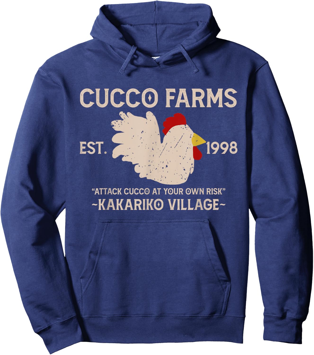 Cucco Farms Attack Cucco At Your Own Risk Hoodie - Hoodie | Navy