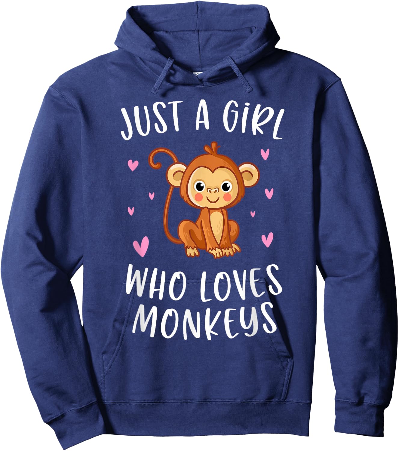 Just A Girl Who Loves Monkeys Cute Monkey Lover Hoodie - Hoodie | Navy