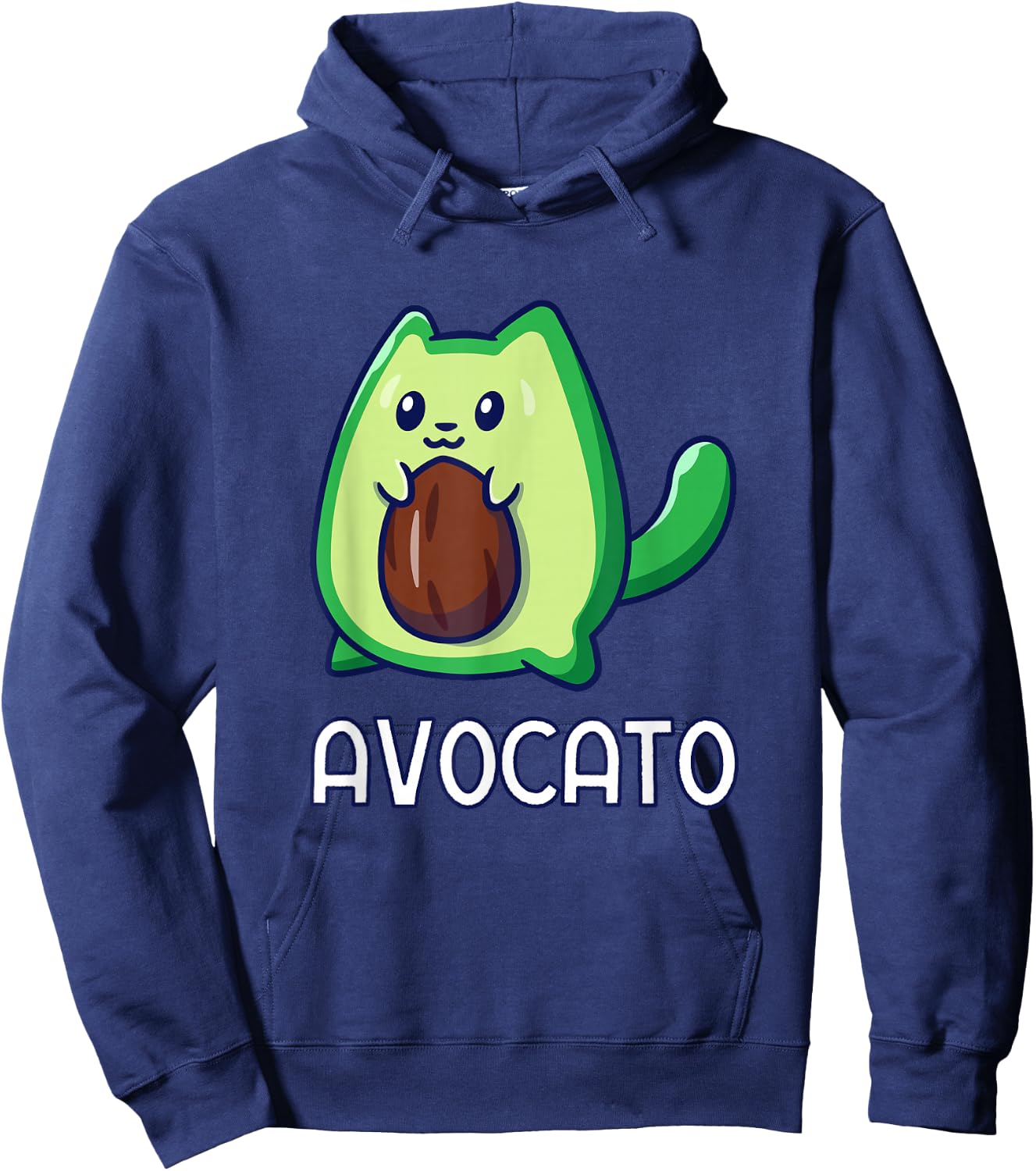Avogato Avocado Cat Vegan Hoodie - Hoodie | Navy