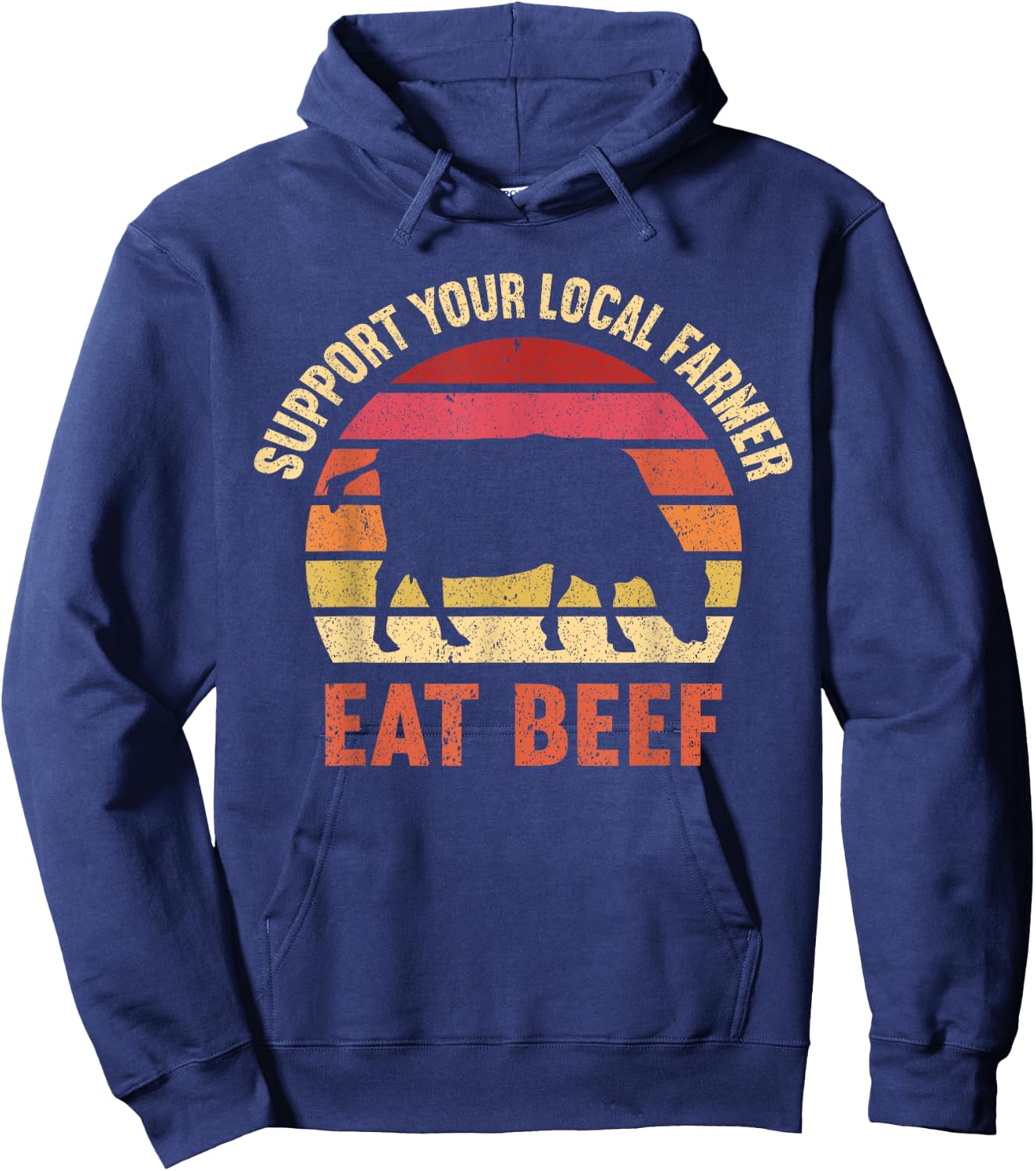 Kids Farming Boys Funny Farmer Gifts Women Support Your Local Farmer Eat Beef Lover Funny Cattle Farmer -Kids Black Small Classic Fit Short Sleeve Hoodie - Hoodie | Navy