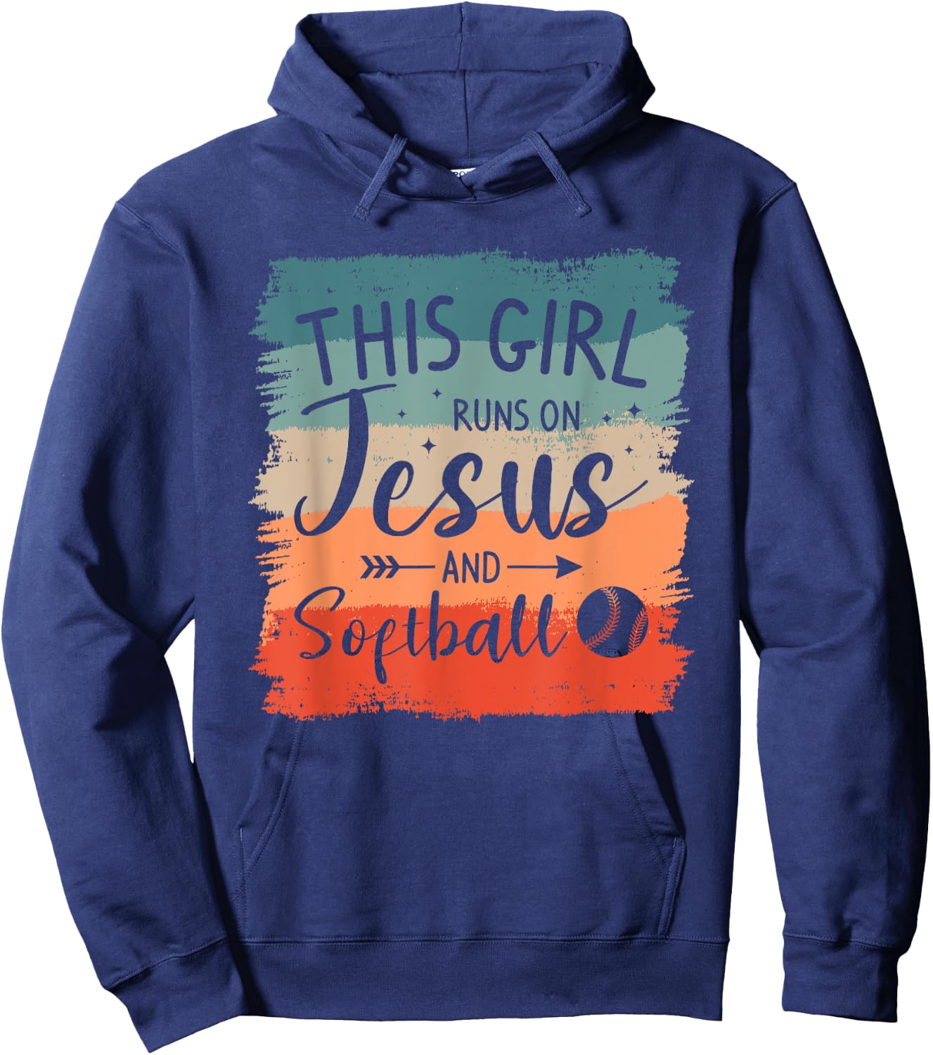 This Girl Runs On Jesus And Softball Softballer Hoodie - Hoodie | Navy