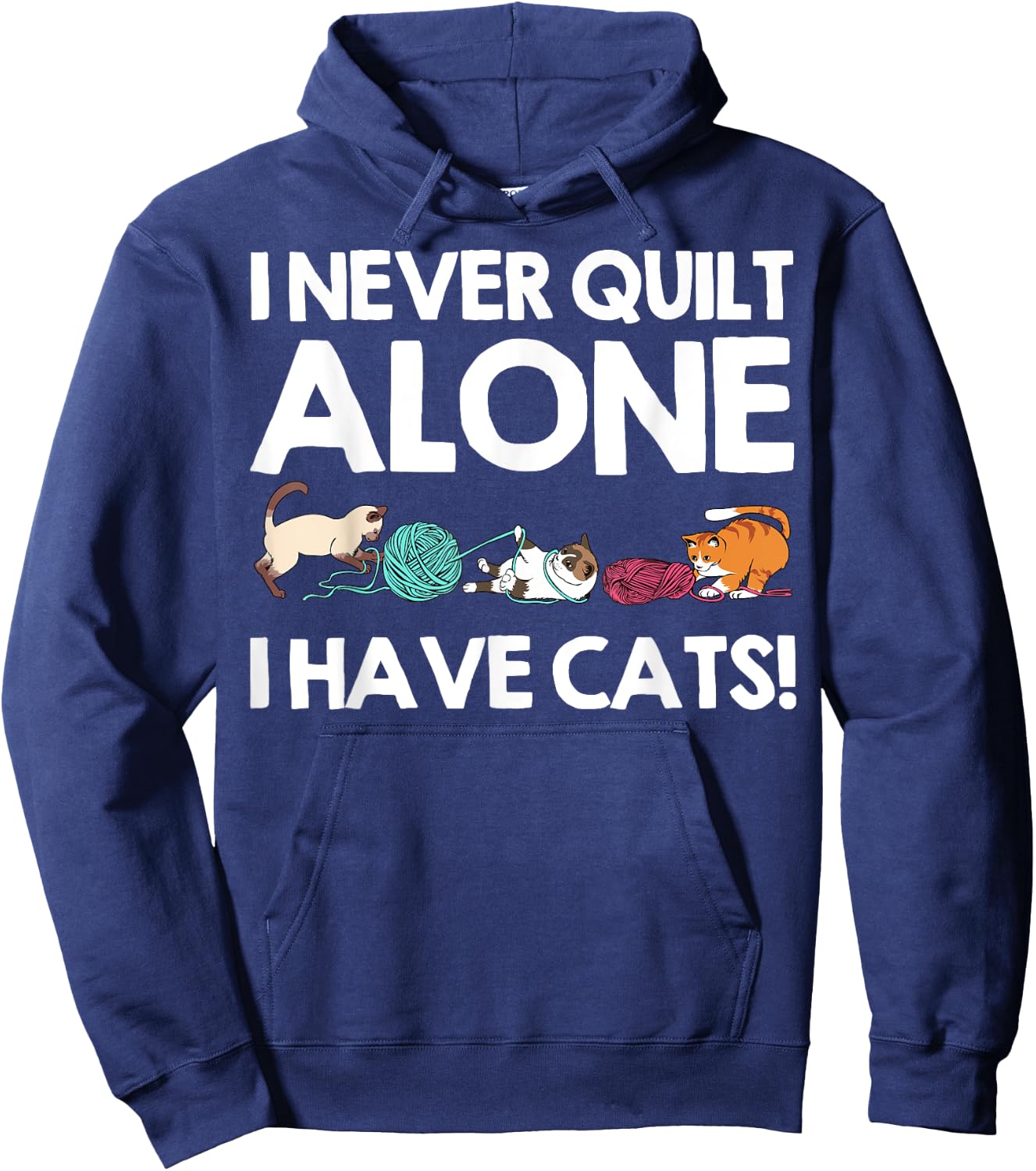 Funny Quilting Gift Cat Quilt Pet Lover Quilter Hoodie - Hoodie | Navy
