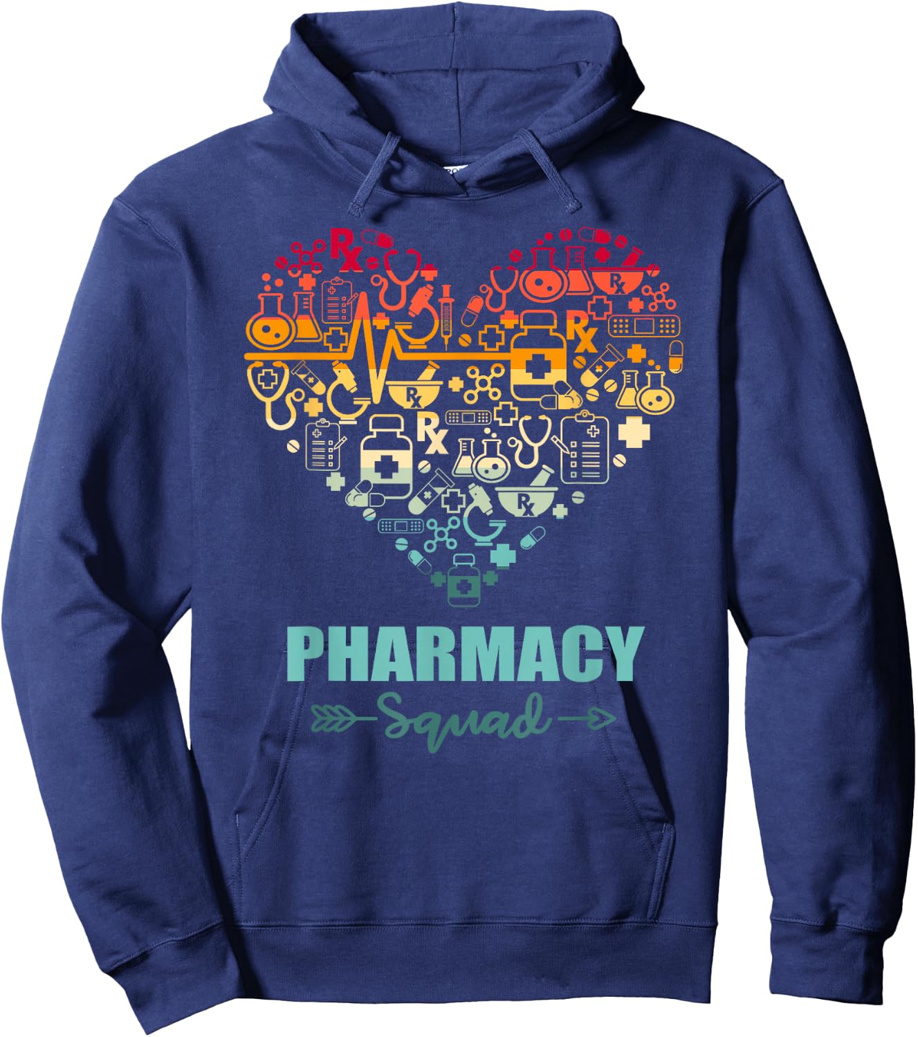 Pharmacy Squad Heart Funny Pharmacy Team Hoodie - Hoodie | Navy