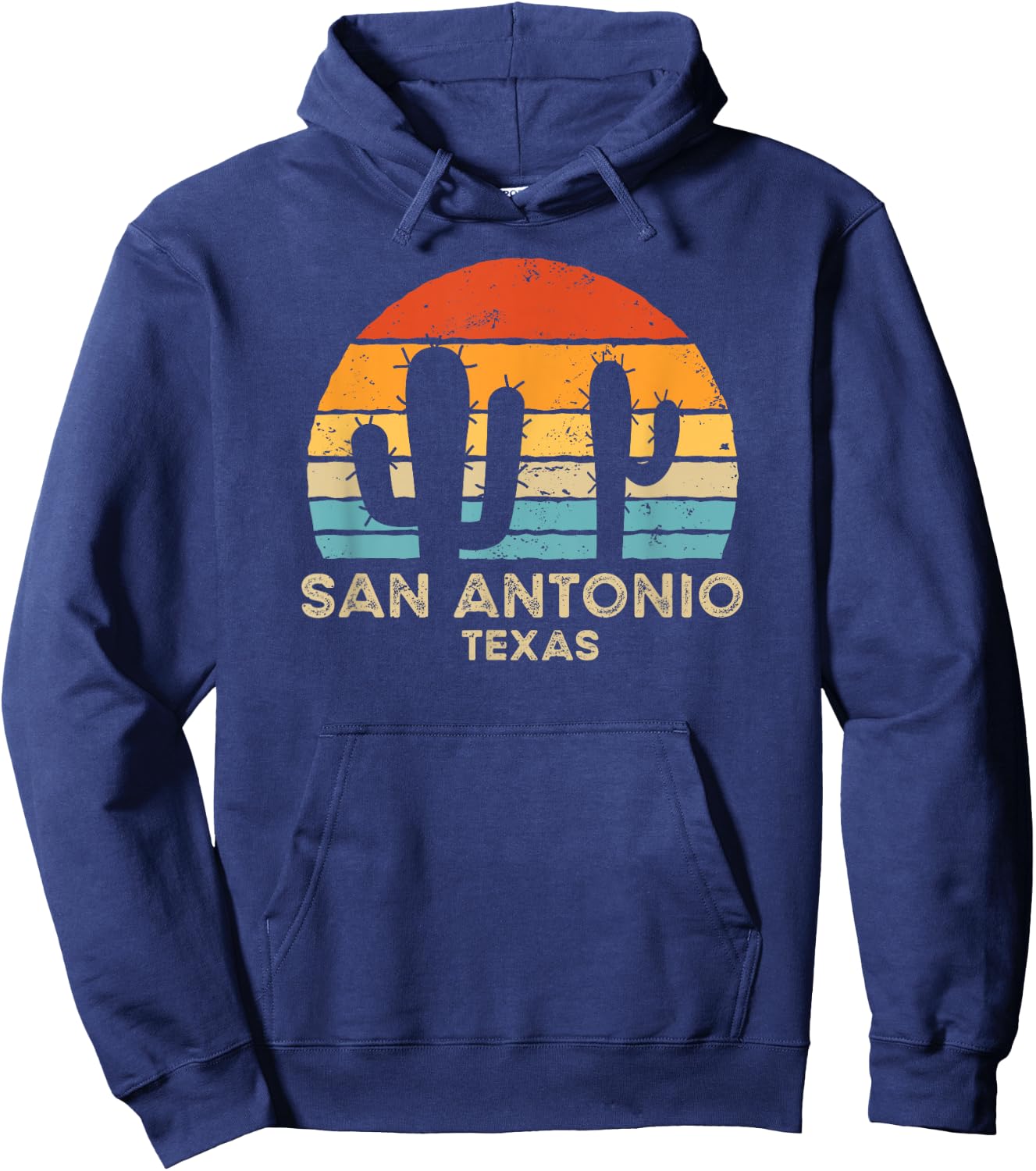 Retro Sunset San Antonio Texas Hoodie - Hoodie | Navy