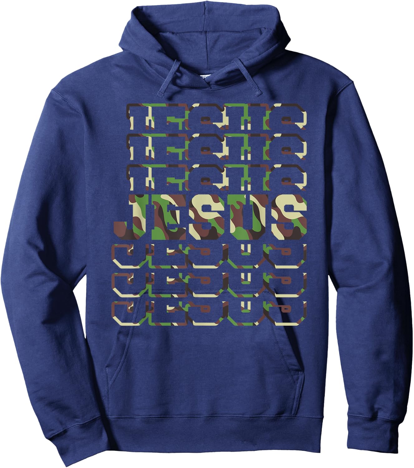 Jesus Camo Design, Camo Scripture Jesus Faith Hoodie - Hoodie | Navy