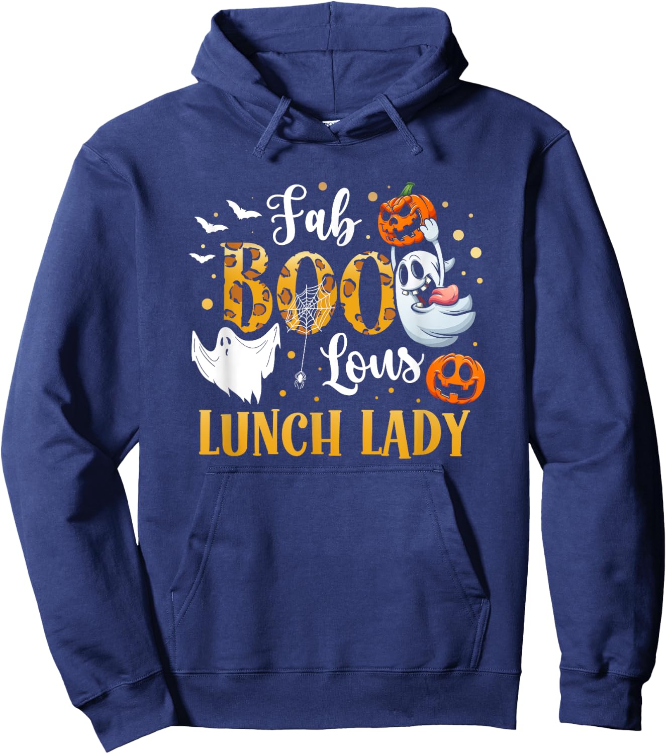 Spooky Fab Boo Lous Ghost Halloween Lunch Lady Hoodie - Hoodie | Navy