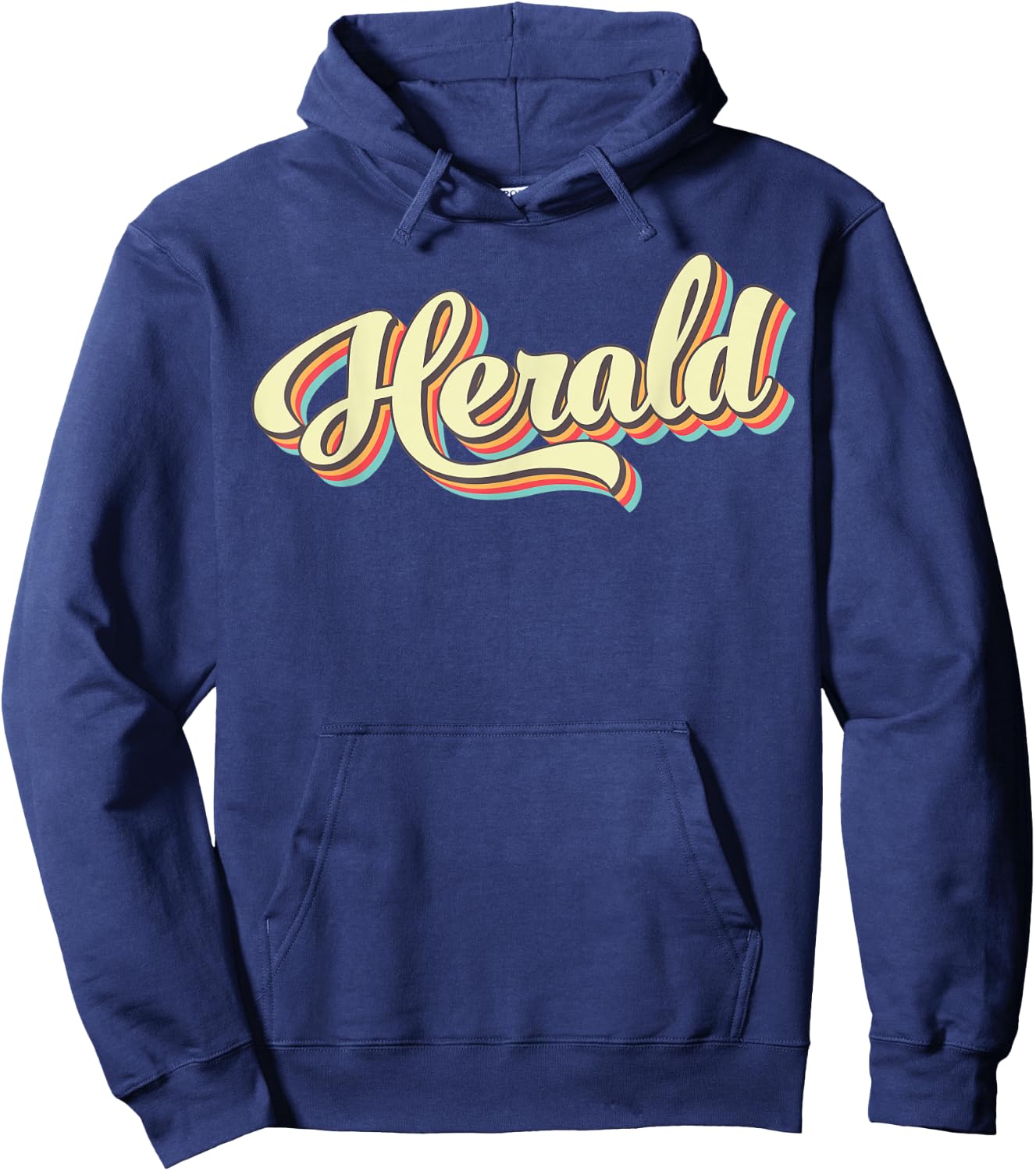 Herald Retro Art Baseball Font Vintage Hoodie - Hoodie | Navy